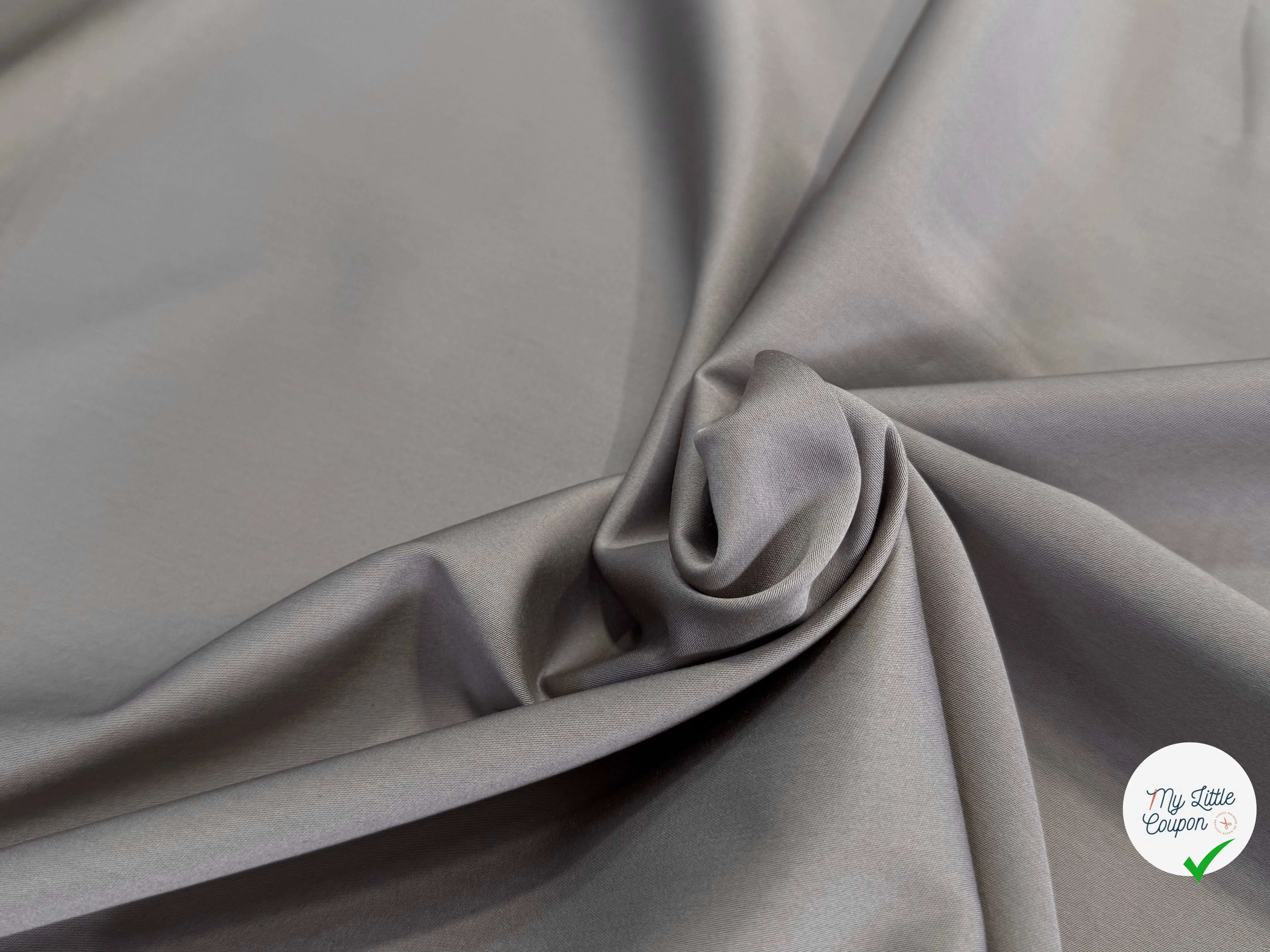 SATIN DE COTON STRETCH SUBLIME GRIS KAKI - My Little Coupon