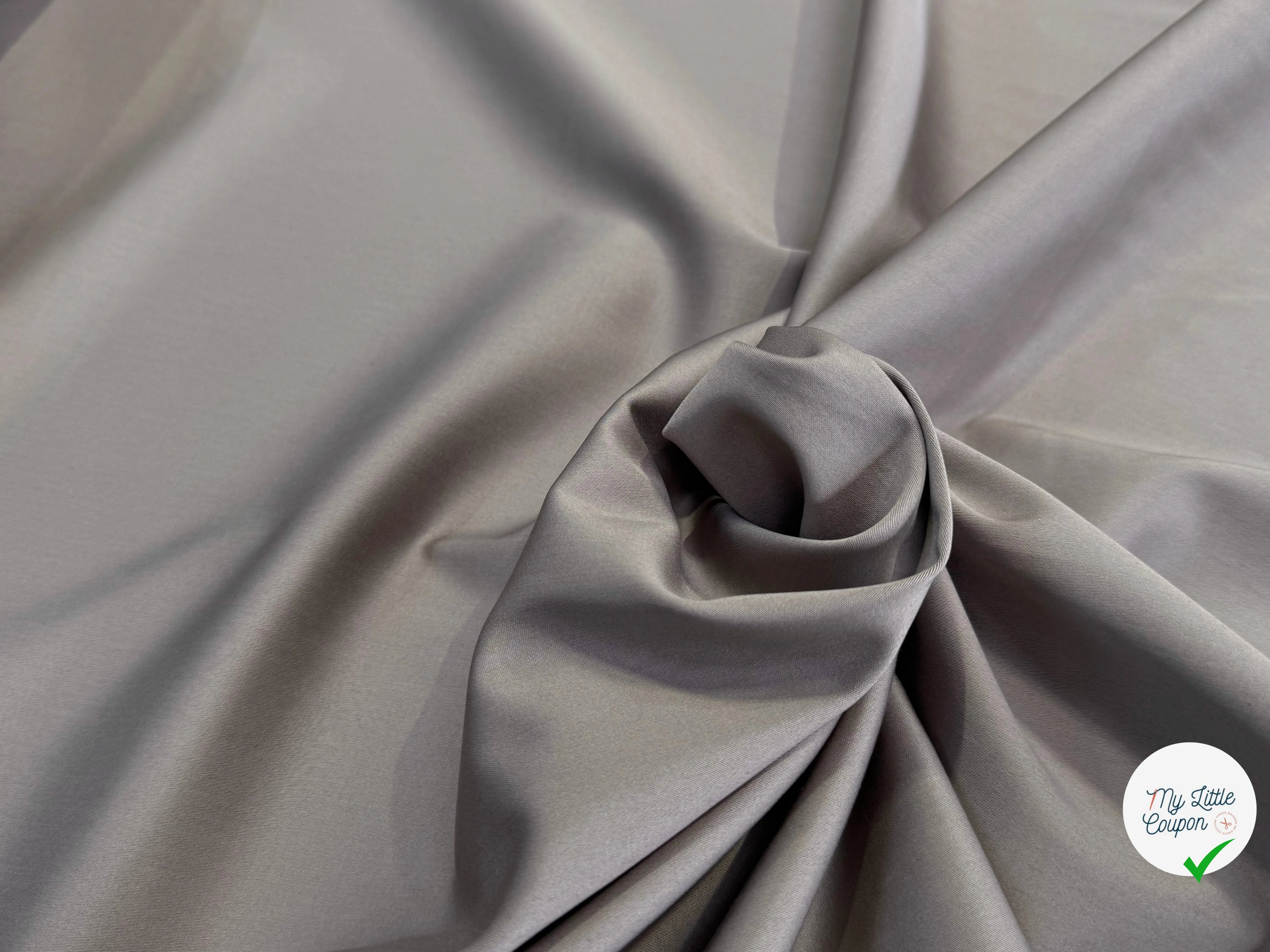 SATIN DE COTON STRETCH SUBLIME GRIS KAKI - My Little Coupon