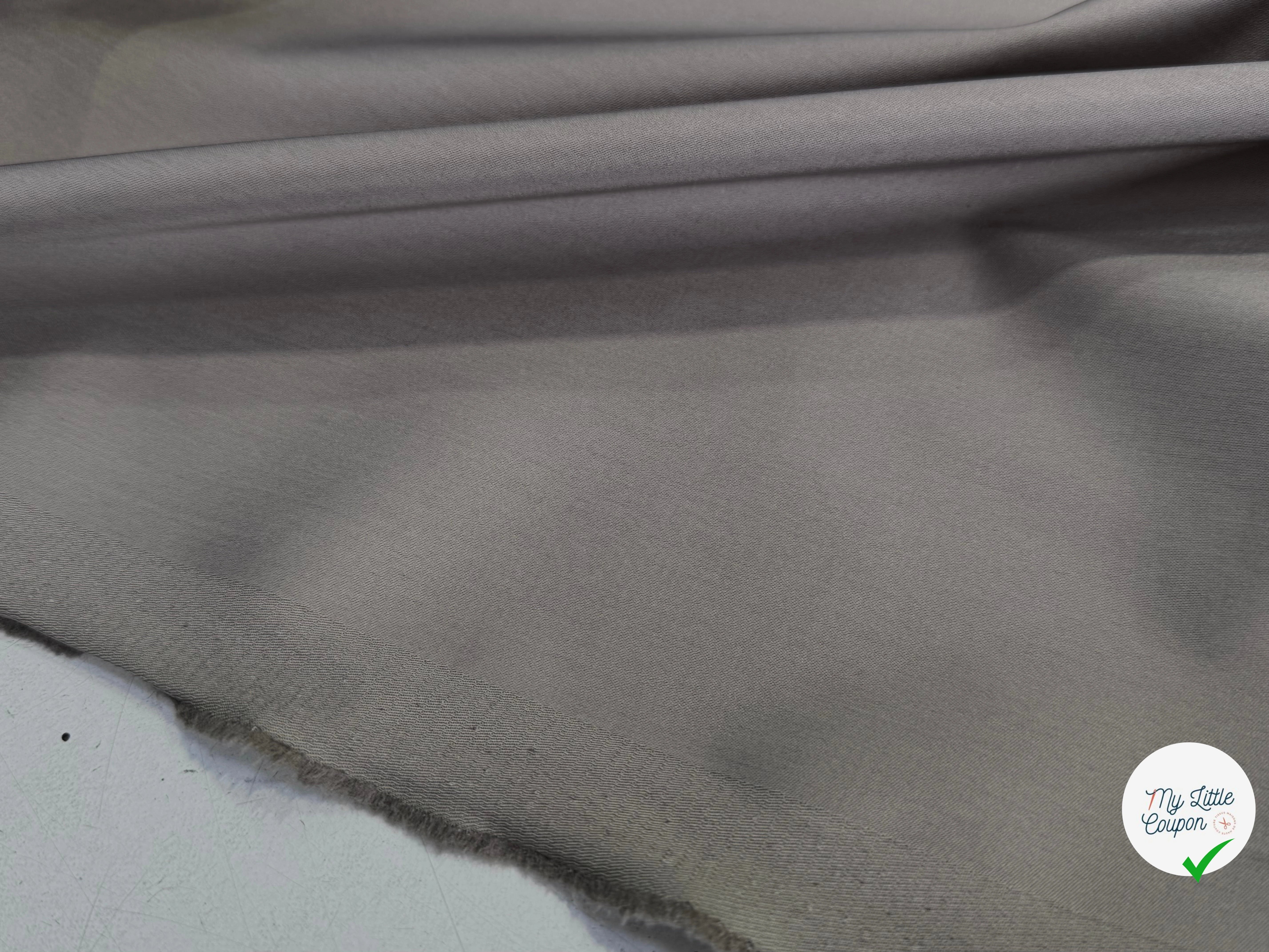 SATIN DE COTON STRETCH SUBLIME GRIS KAKI - My Little Coupon