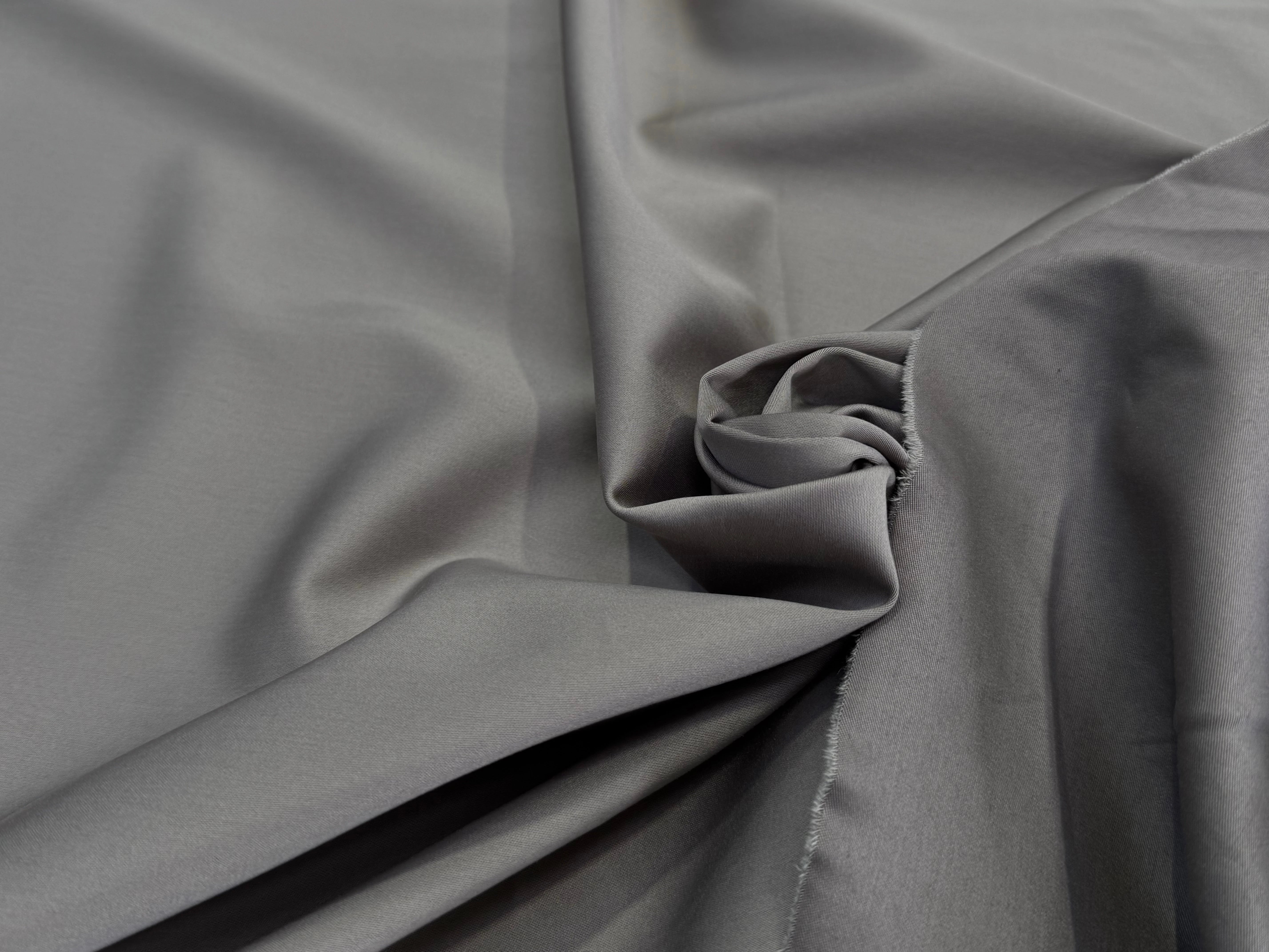 SATIN DE COTON STRETCH SUBLIME GRIS KAKI - My Little Coupon