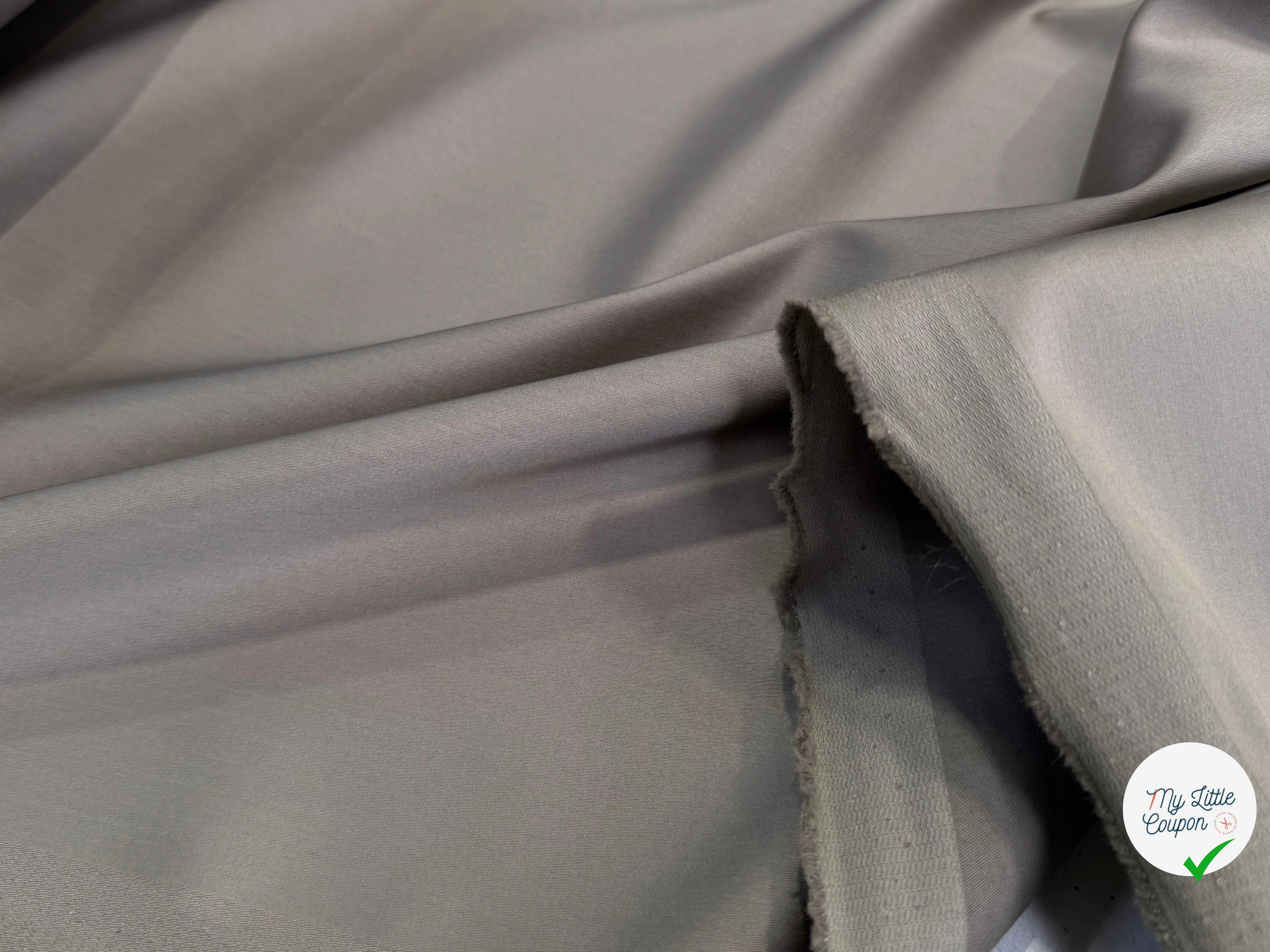 SATIN DE COTON STRETCH SUBLIME GRIS KAKI - My Little Coupon