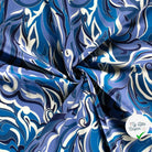 SATIN DE COTON TISSU IMPRIMÉ ABSTRAIT COBALT - My Little Coupon