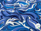 SATIN DE COTON TISSU IMPRIMÉ ABSTRAIT COBALT - My Little Coupon