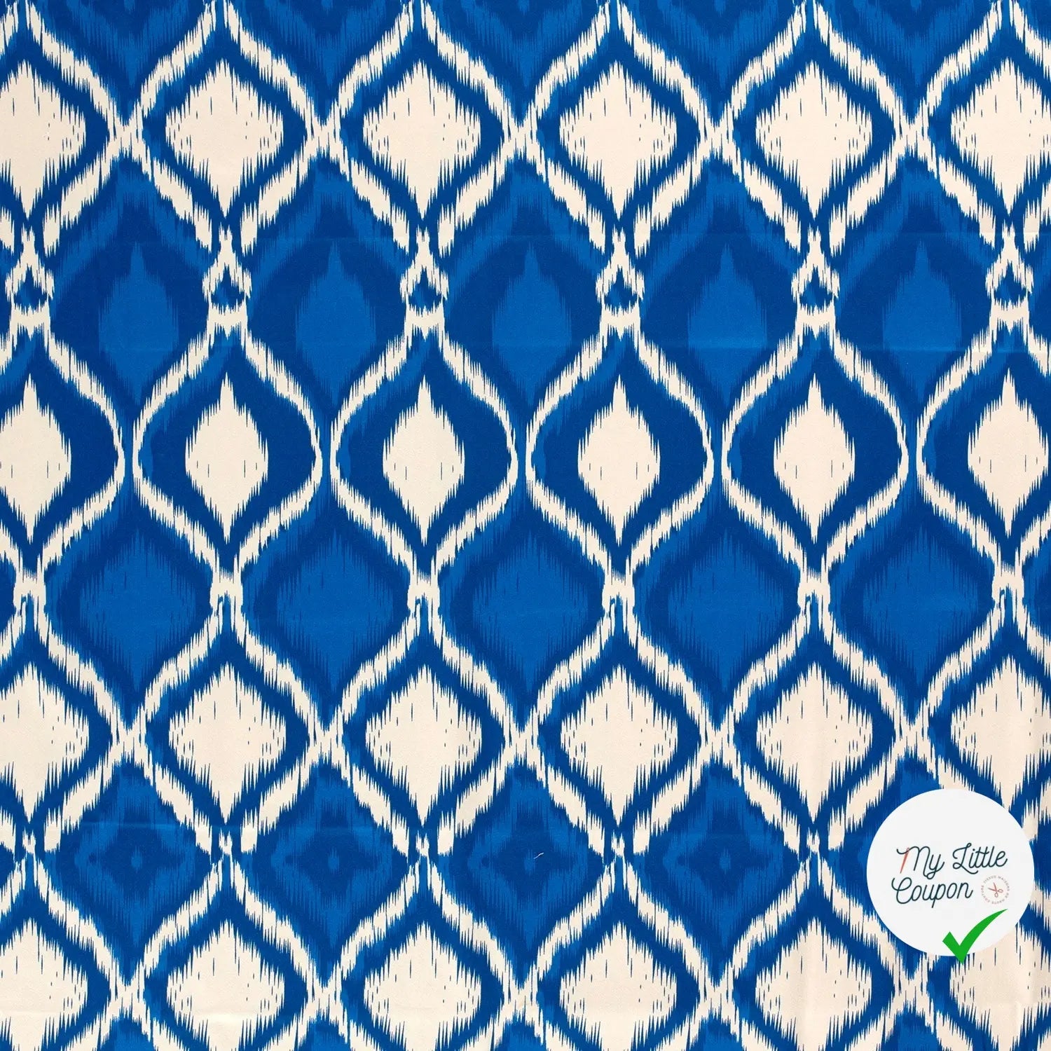 SATIN DE COTON TISSU IMPRIMÉ ABSTRAIT COBALT - My Little Coupon