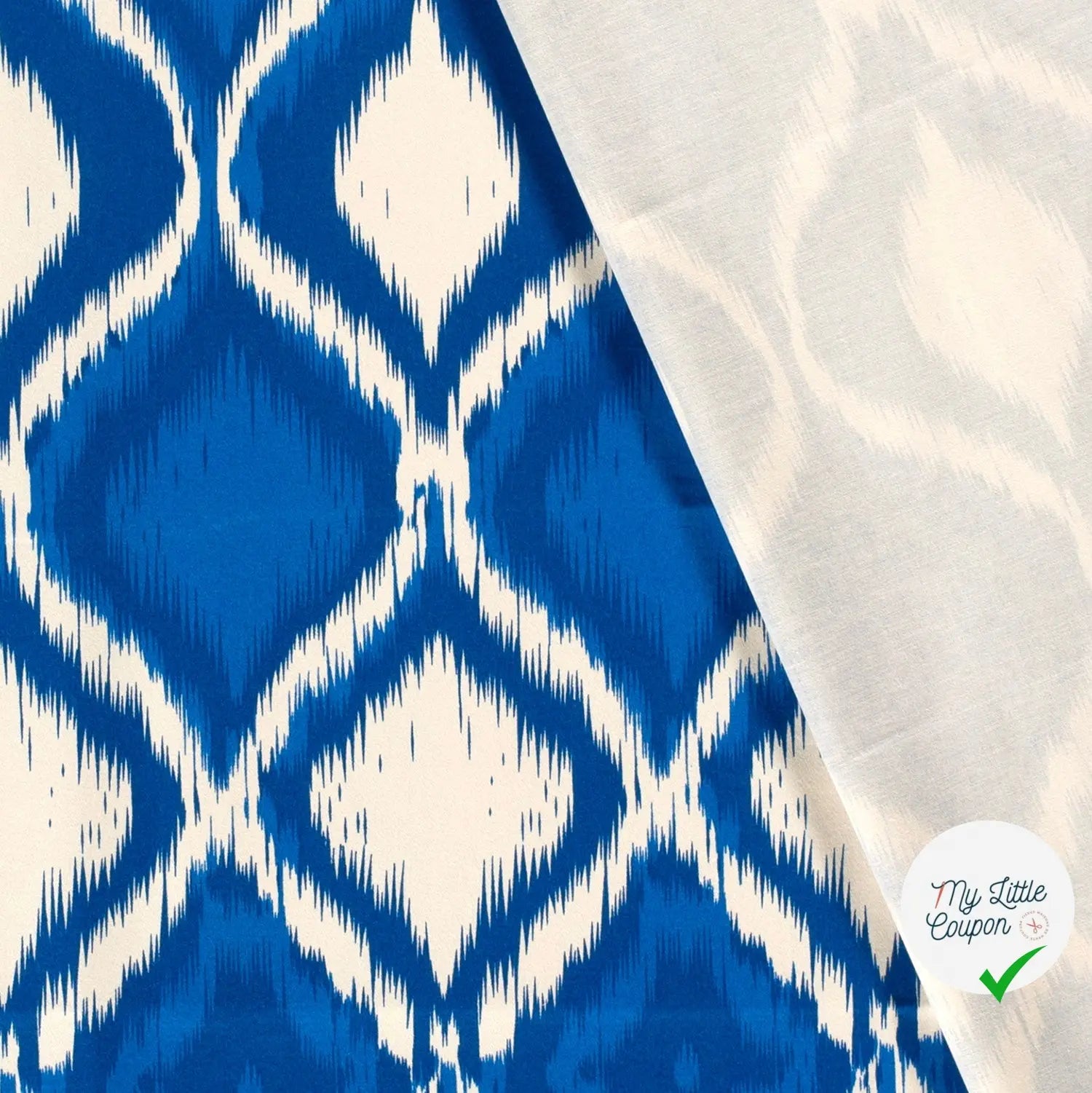 SATIN DE COTON TISSU IMPRIMÉ ABSTRAIT COBALT - My Little Coupon