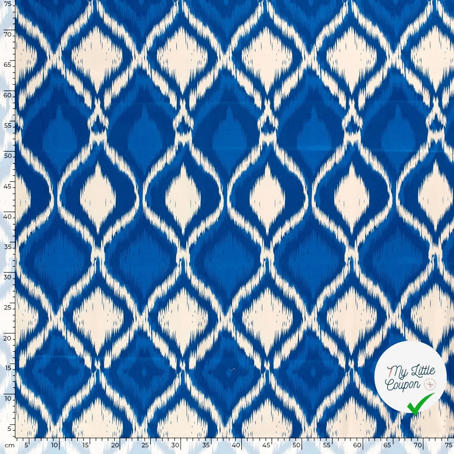 SATIN DE COTON TISSU IMPRIMÉ ABSTRAIT COBALT - My Little Coupon