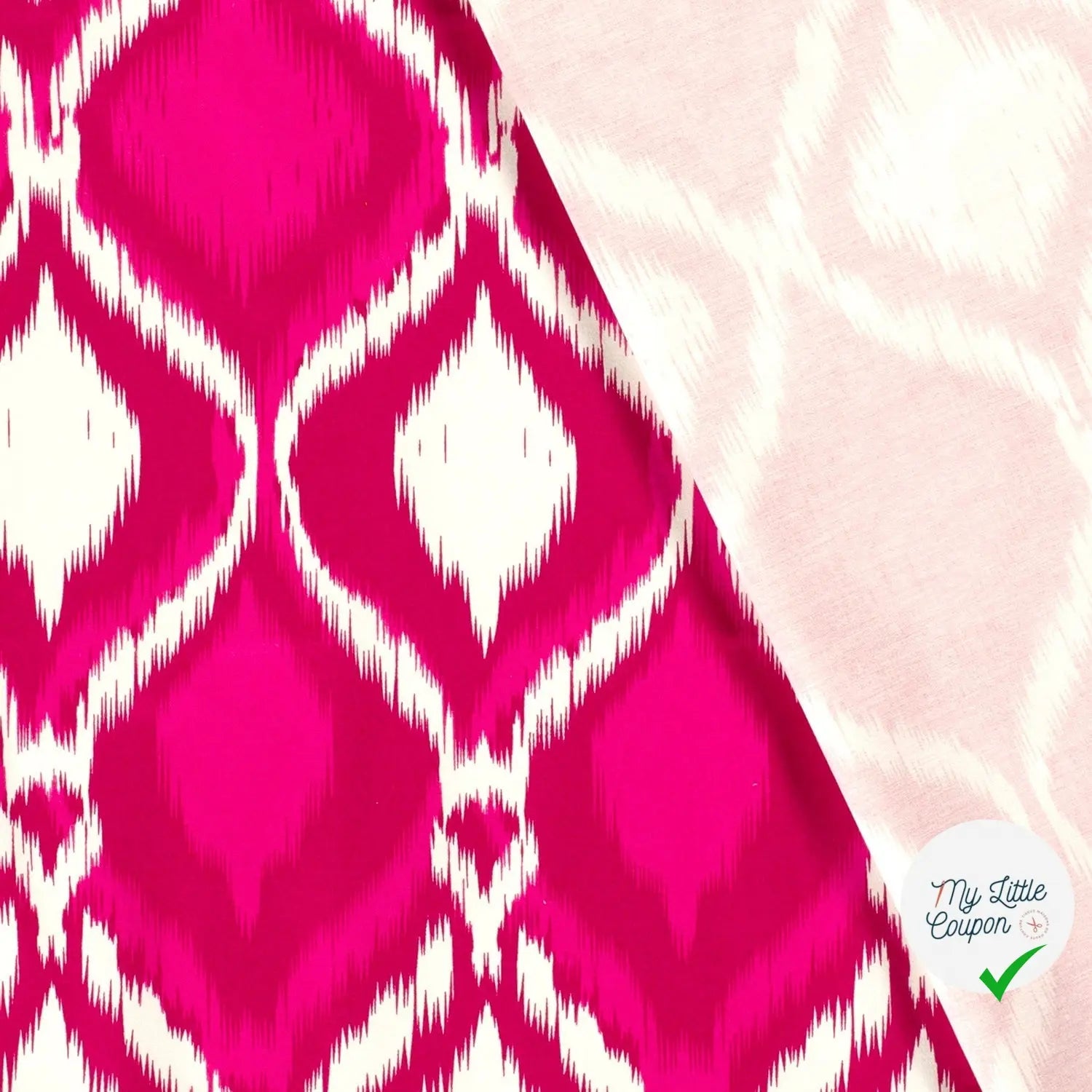 SATIN DE COTON TISSU IMPRIMÉ ABSTRAIT FUCHSIA - My Little Coupon