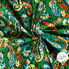 SATIN DE COTON TISSU IMPRIMÉ ABSTRAIT VERT - My Little Coupon