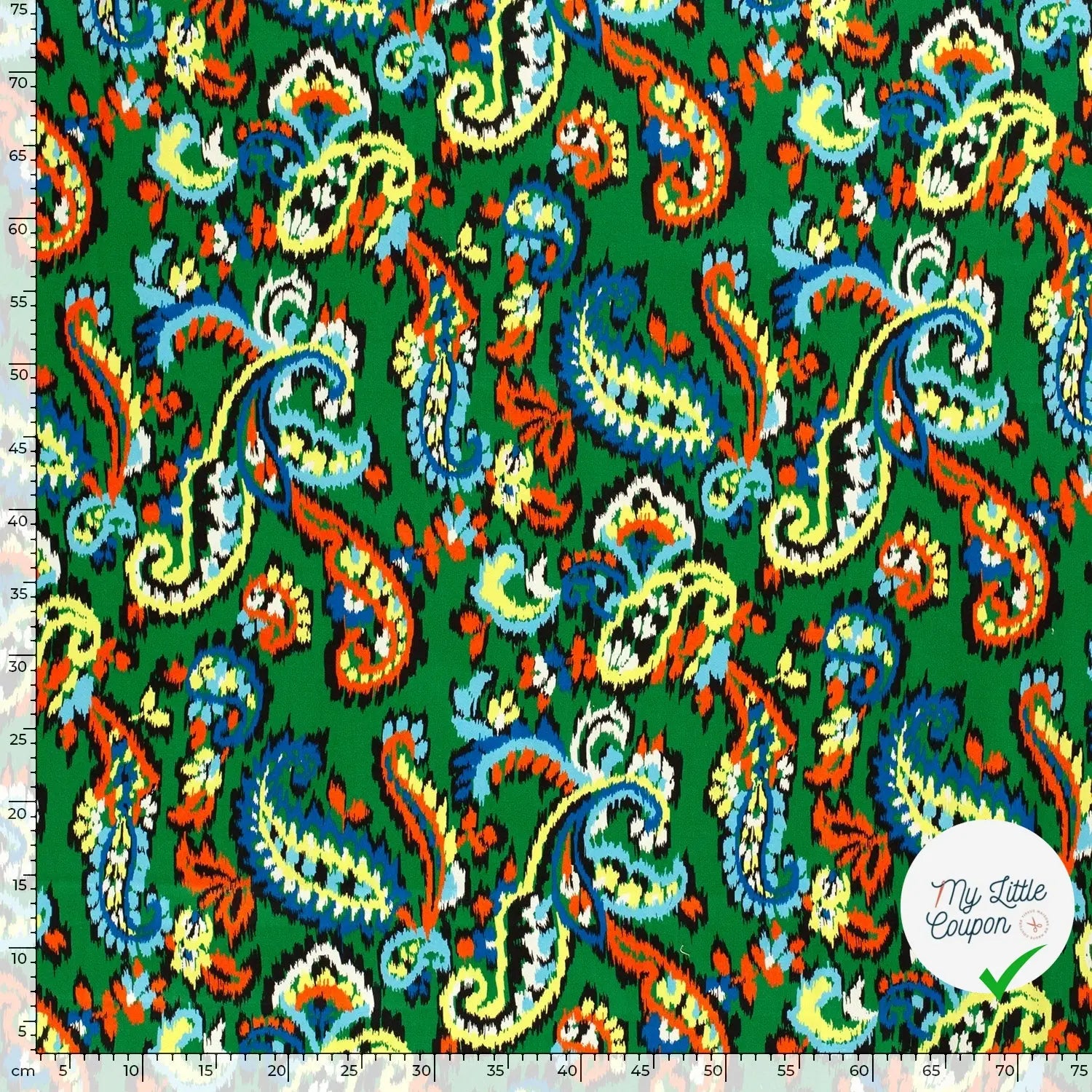 SATIN DE COTON TISSU IMPRIMÉ ABSTRAIT VERT - My Little Coupon