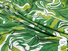 SATIN DE COTON TISSU IMPRIMÉ ABSTRAIT VERT - My Little Coupon