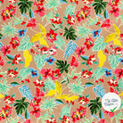 SATIN DE COTON TISSU IMPRIMÉ FLEURS CAMEL - My Little Coupon