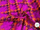 SATIN DE COTON TISSU IMPRIMÉ PIED-DE-POULE FUCHSIA - My Little Coupon