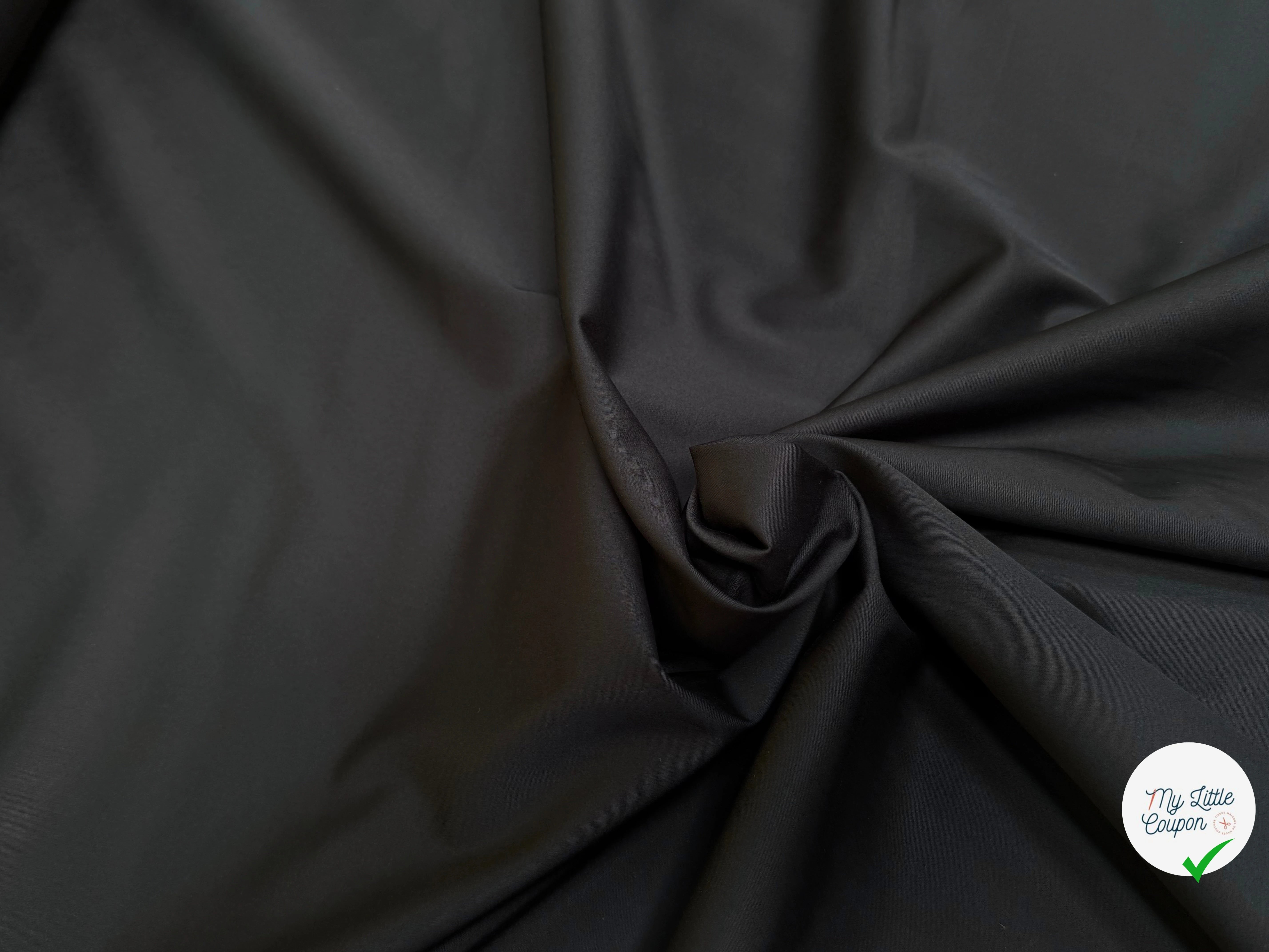 SATIN DE COTON UNI NOIR QUALITÉ COUTURE - My Little Coupon