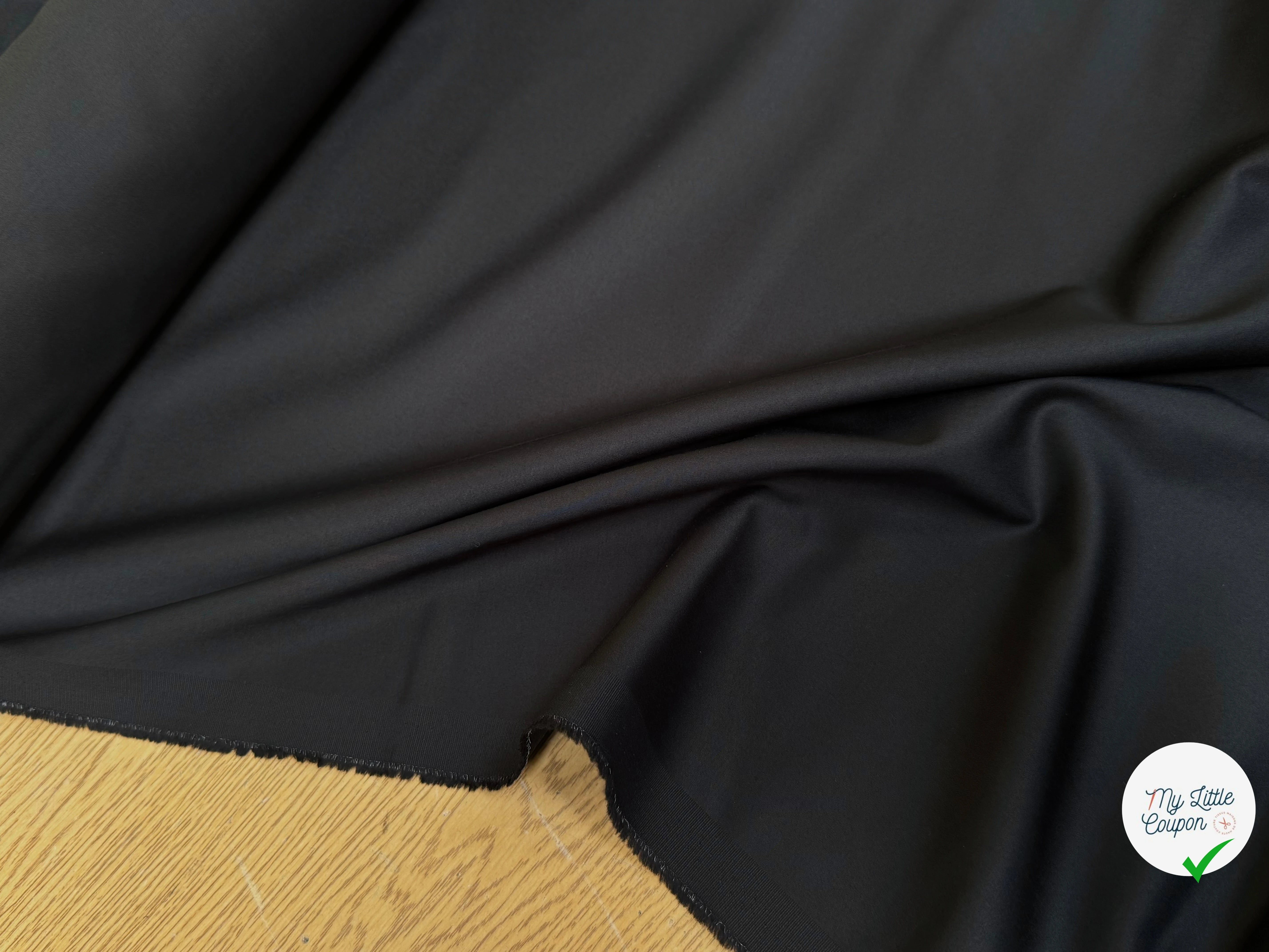 SATIN DE COTON UNI NOIR QUALITÉ COUTURE - My Little Coupon