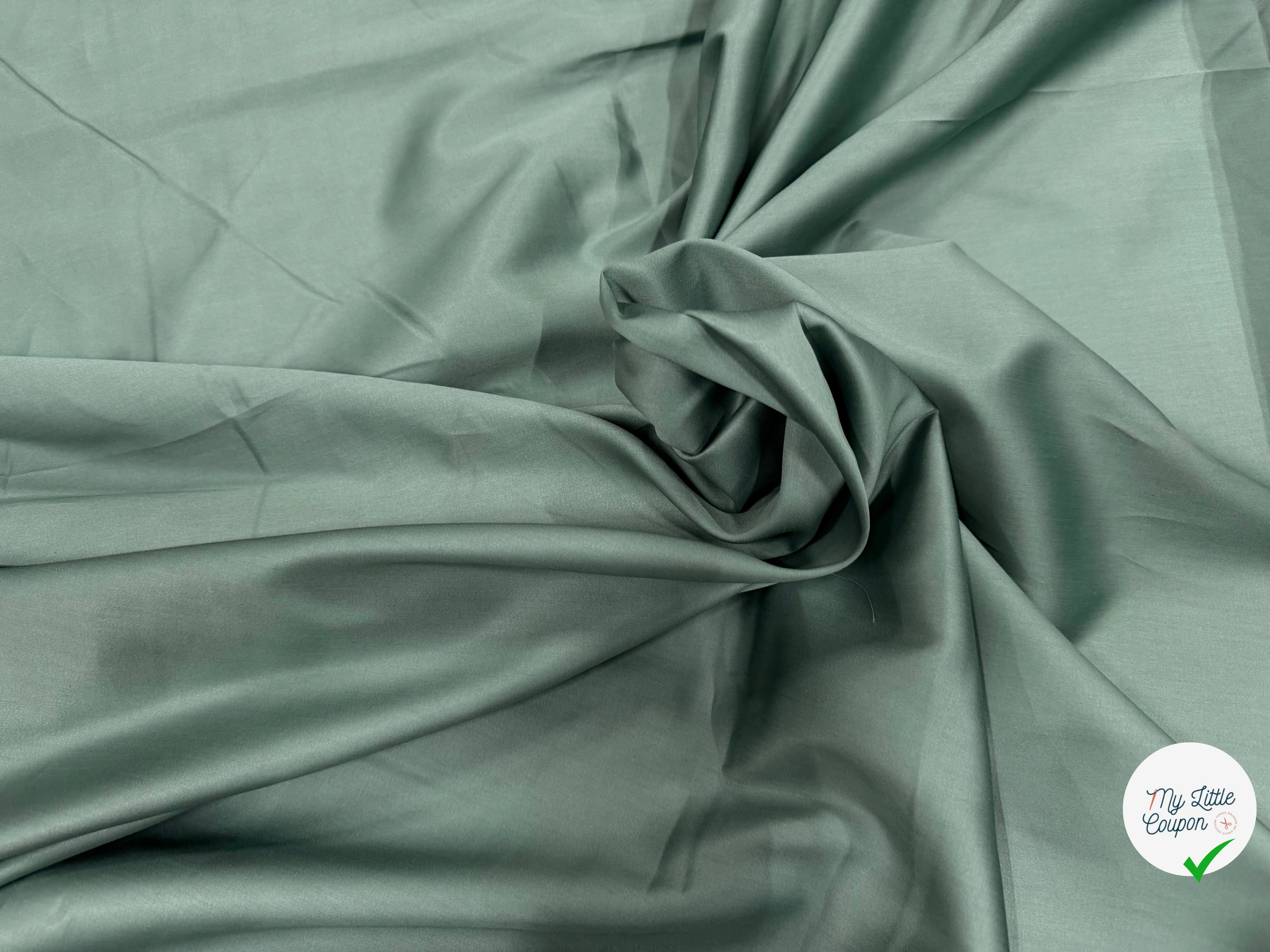 SATIN DE COTON VERT MENTHE POUDRÉ FONCÉ - My Little Coupon