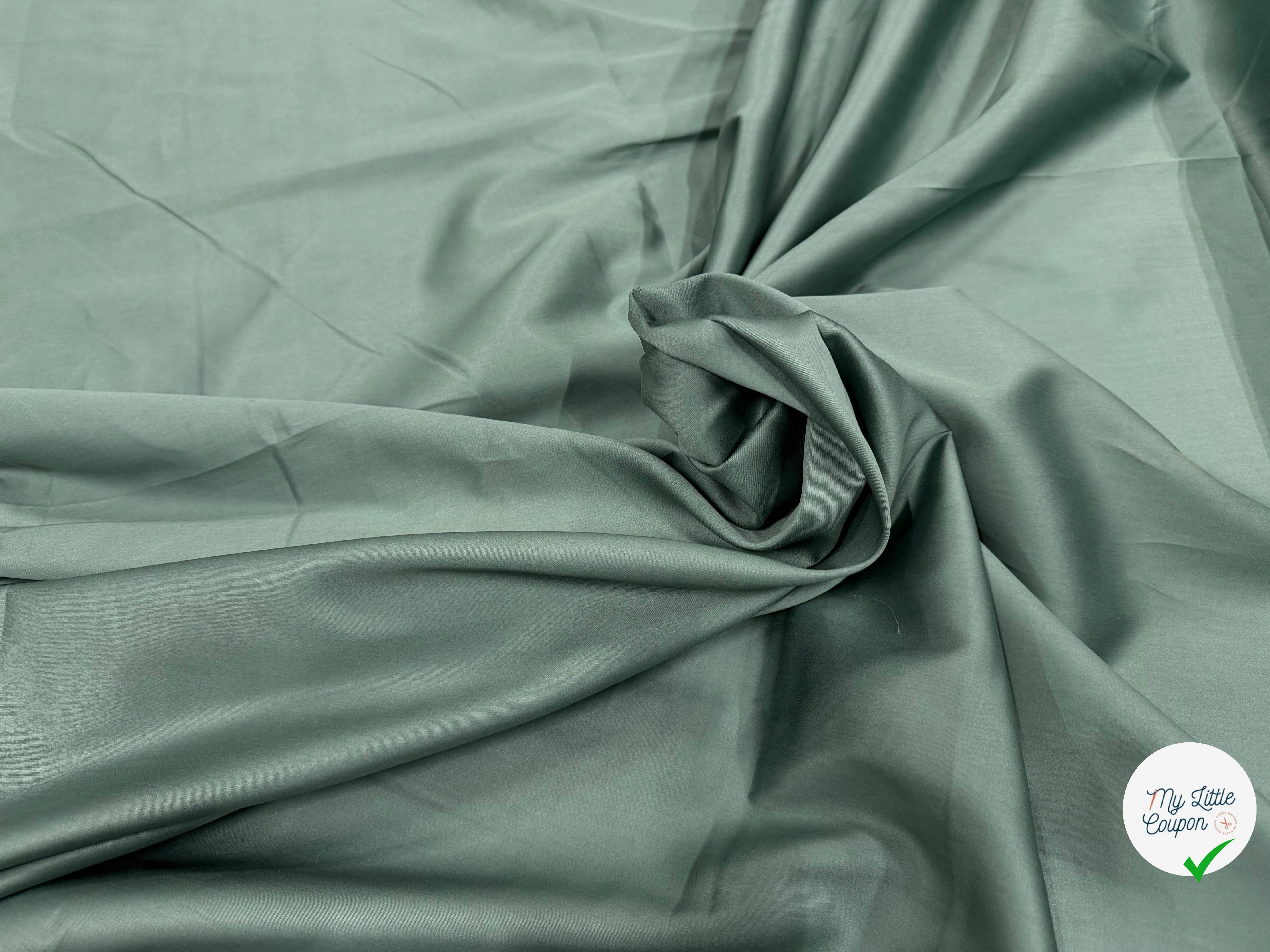 SATIN DE COTON VERT MENTHE POUDRÉ FONCÉ - My Little Coupon