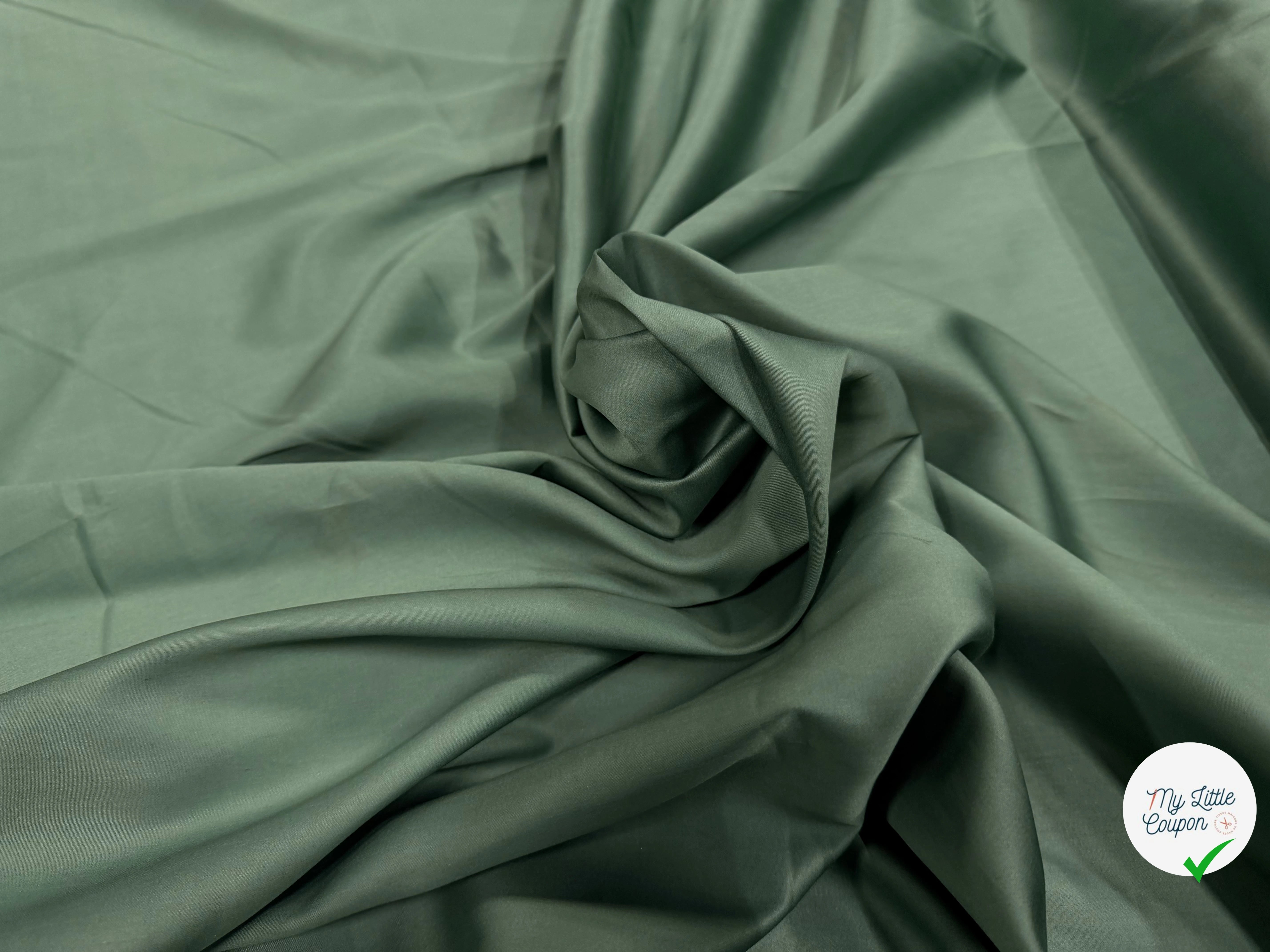 SATIN DE COTON VERT MENTHE POUDRÉ FONCÉ - My Little Coupon