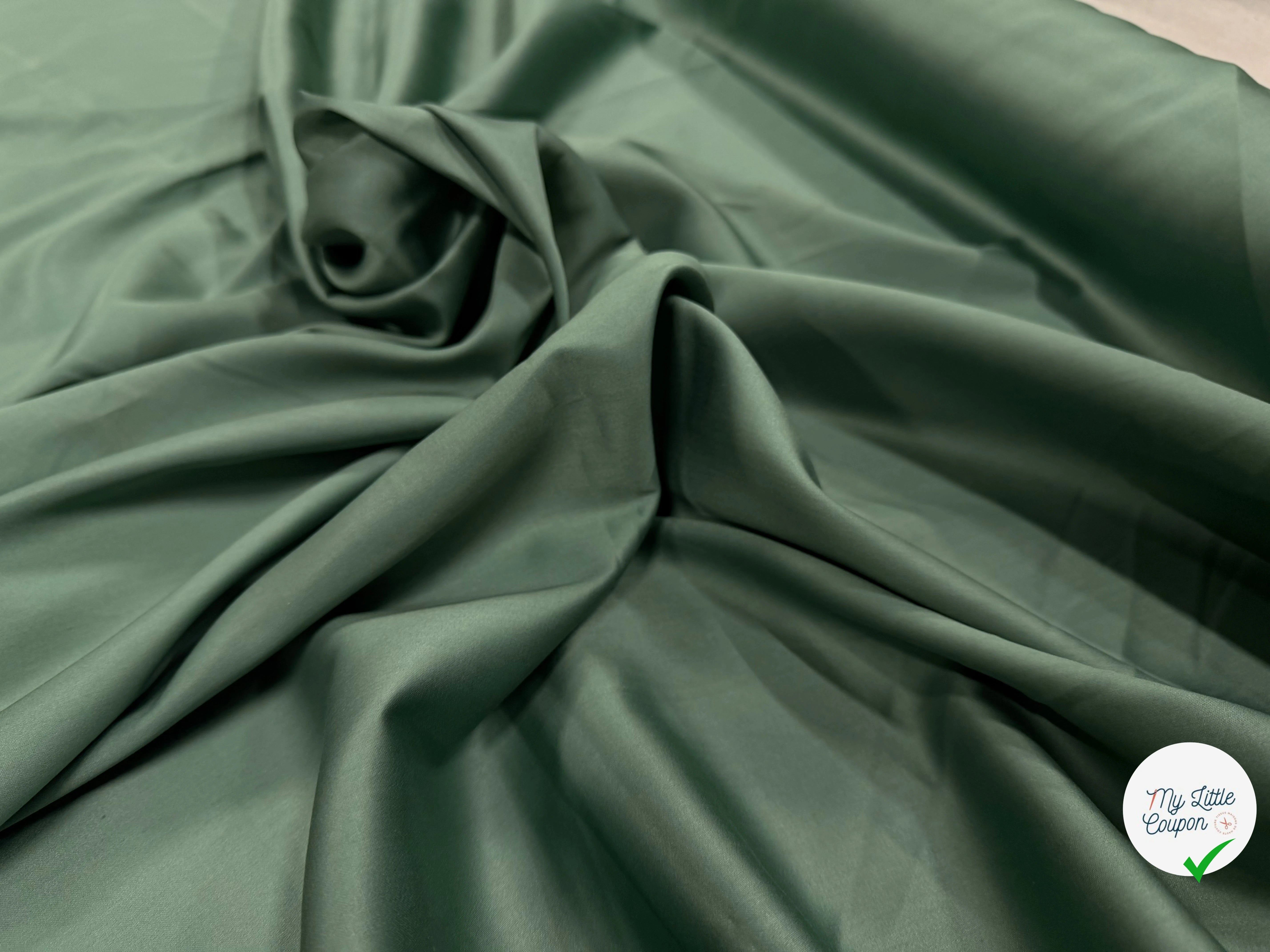 SATIN DE COTON VERT MENTHE POUDRÉ FONCÉ - My Little Coupon