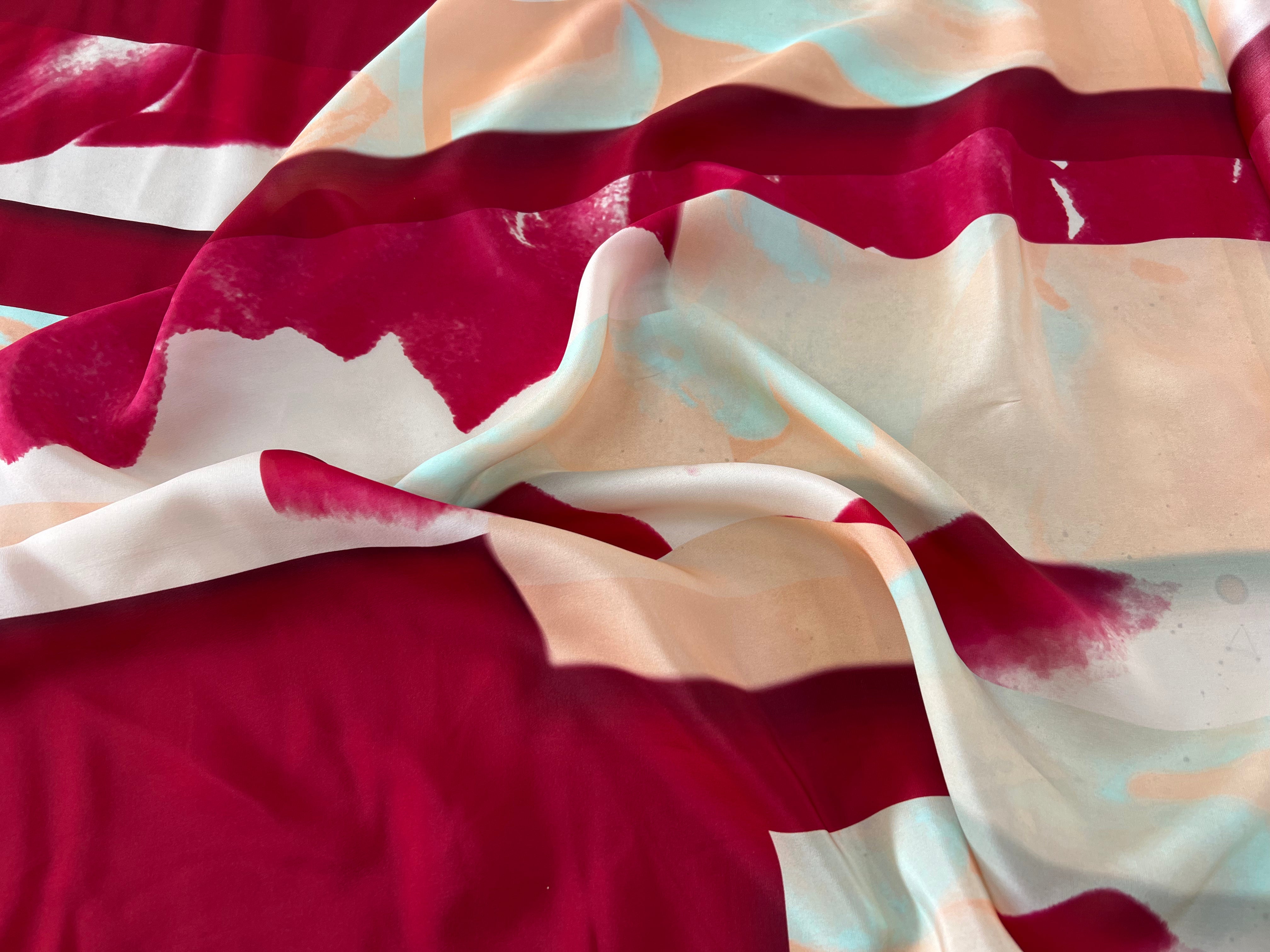 SATIN DE SOIE ABSTRACTION CARMIN MLC INTERN
