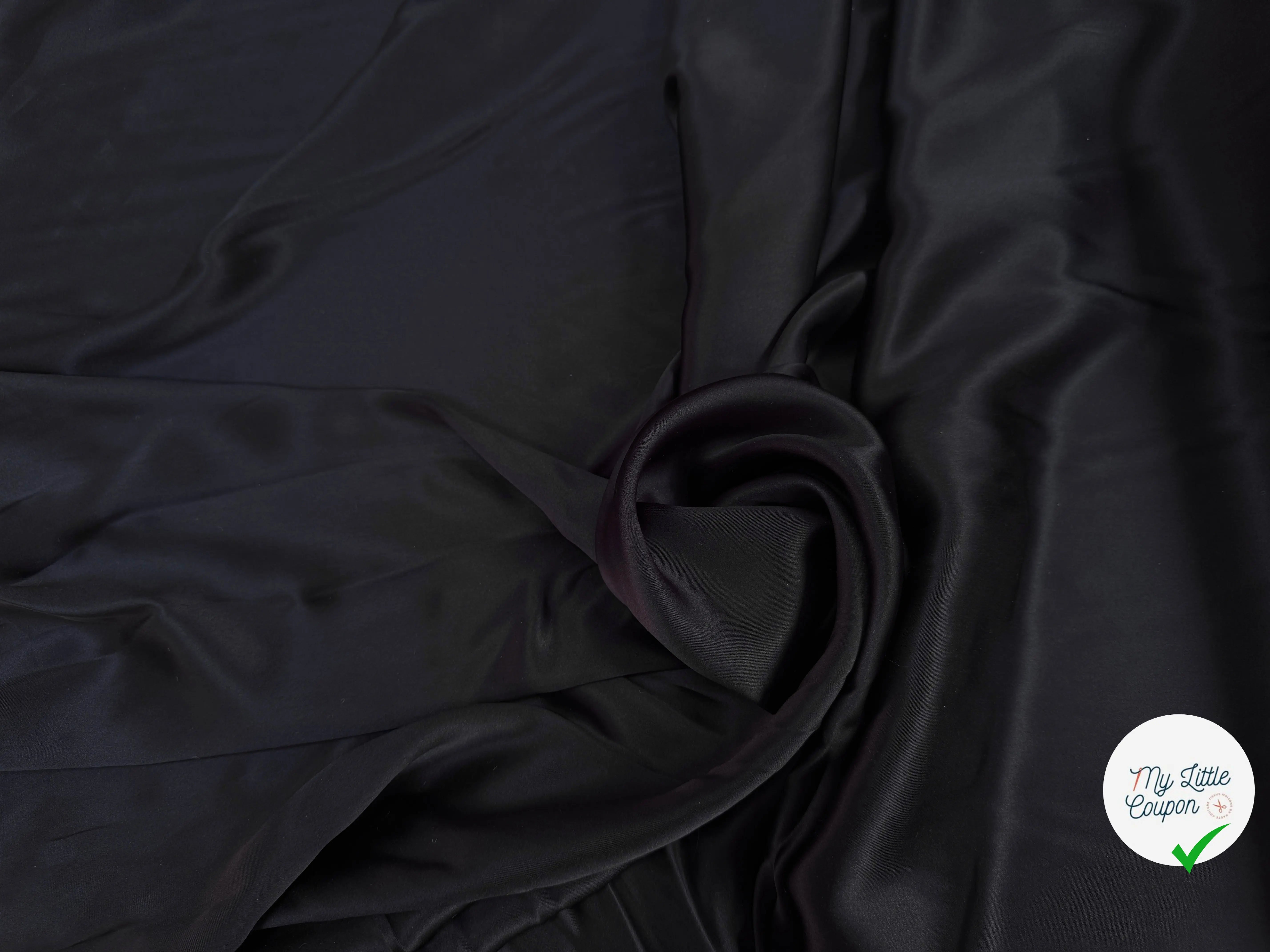 SATIN DE SOIE BLEU NUIT NOIR - My Little Coupon