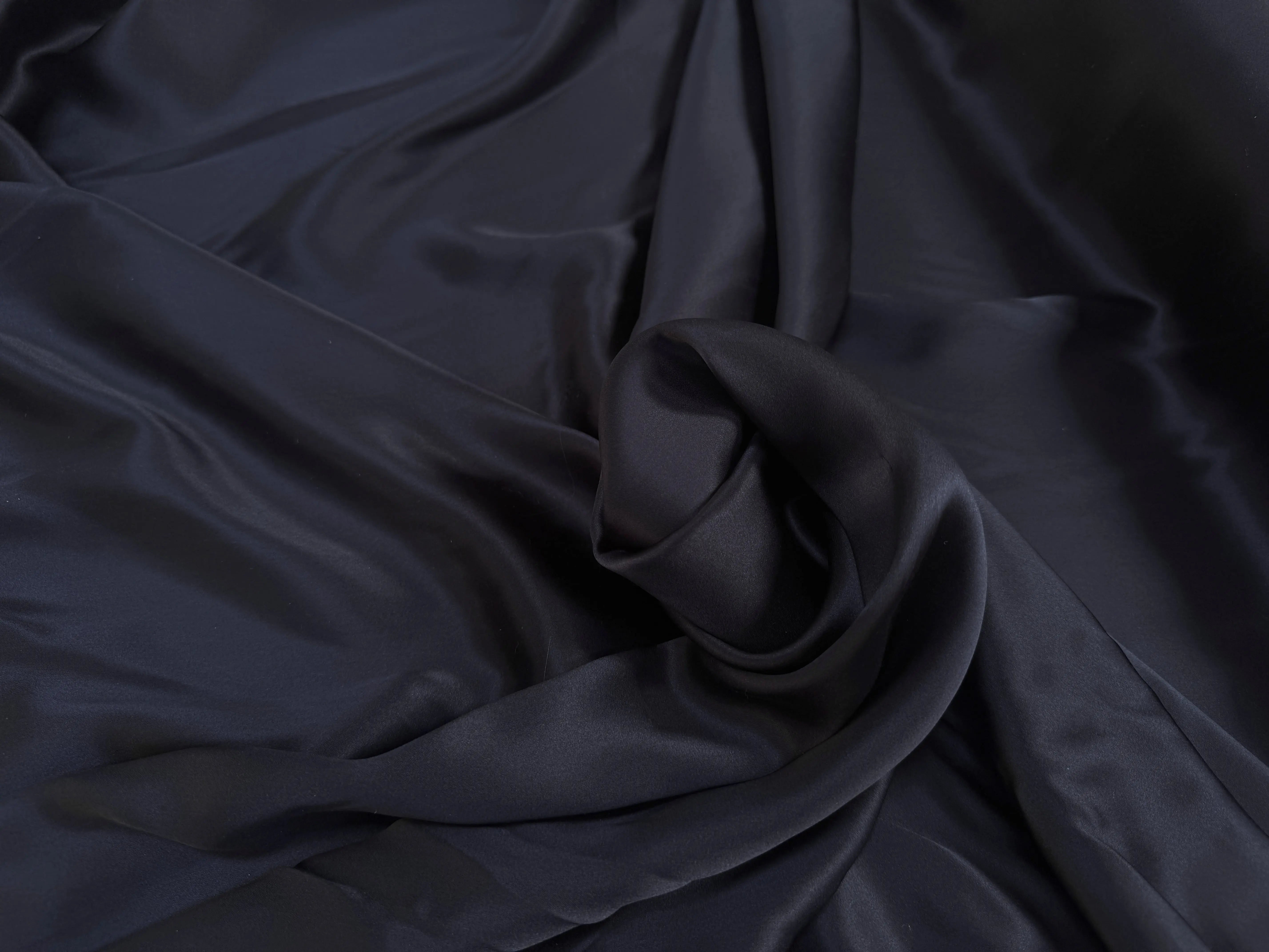 SATIN DE SOIE BLEU NUIT NOIR - My Little Coupon