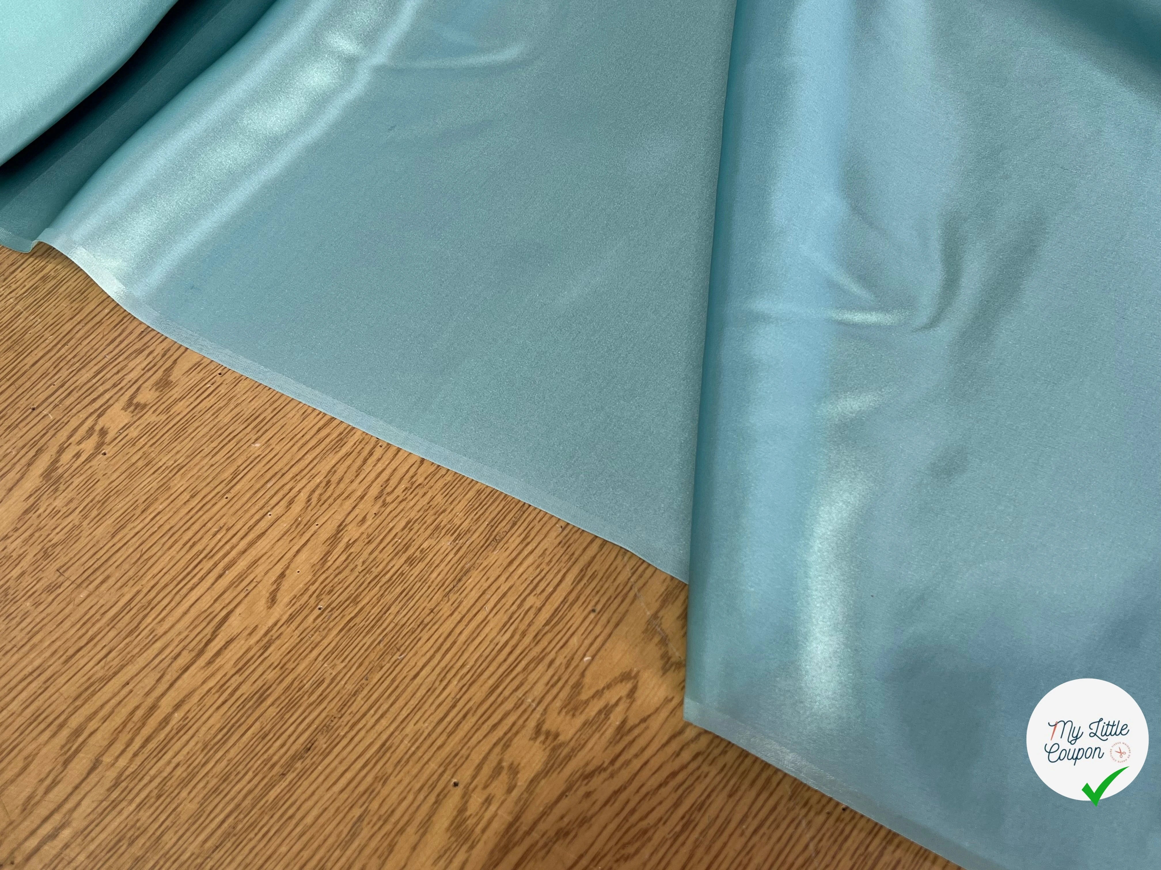 SATIN DE SOIE FLUIDE 100% SOIE BLUE LAGOON (TURQUOISE) - My Little Coupon