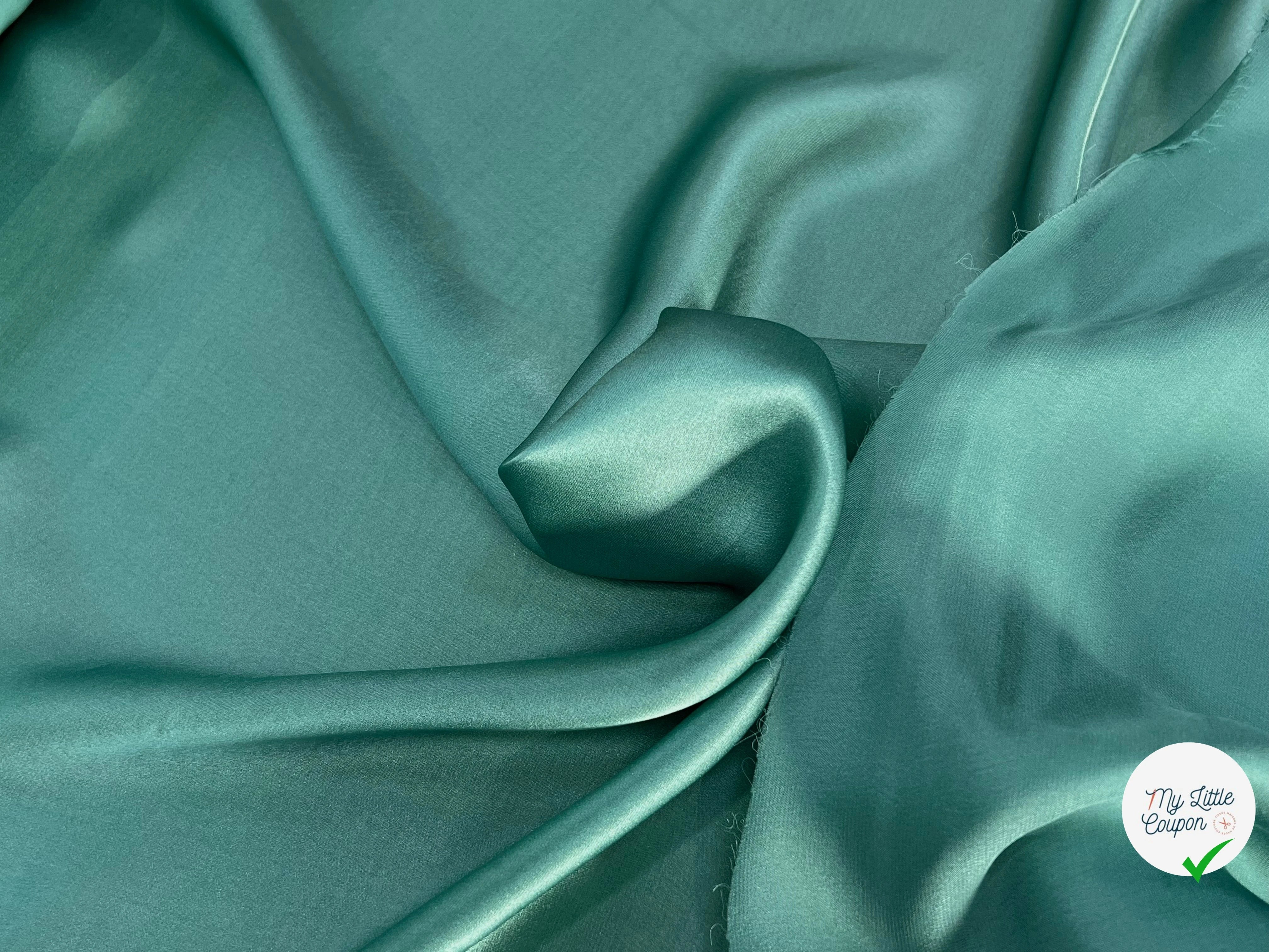 SATIN DE SOIE FLUIDE 100% SOIE VERT VENITIAN GREEN - My Little Coupon