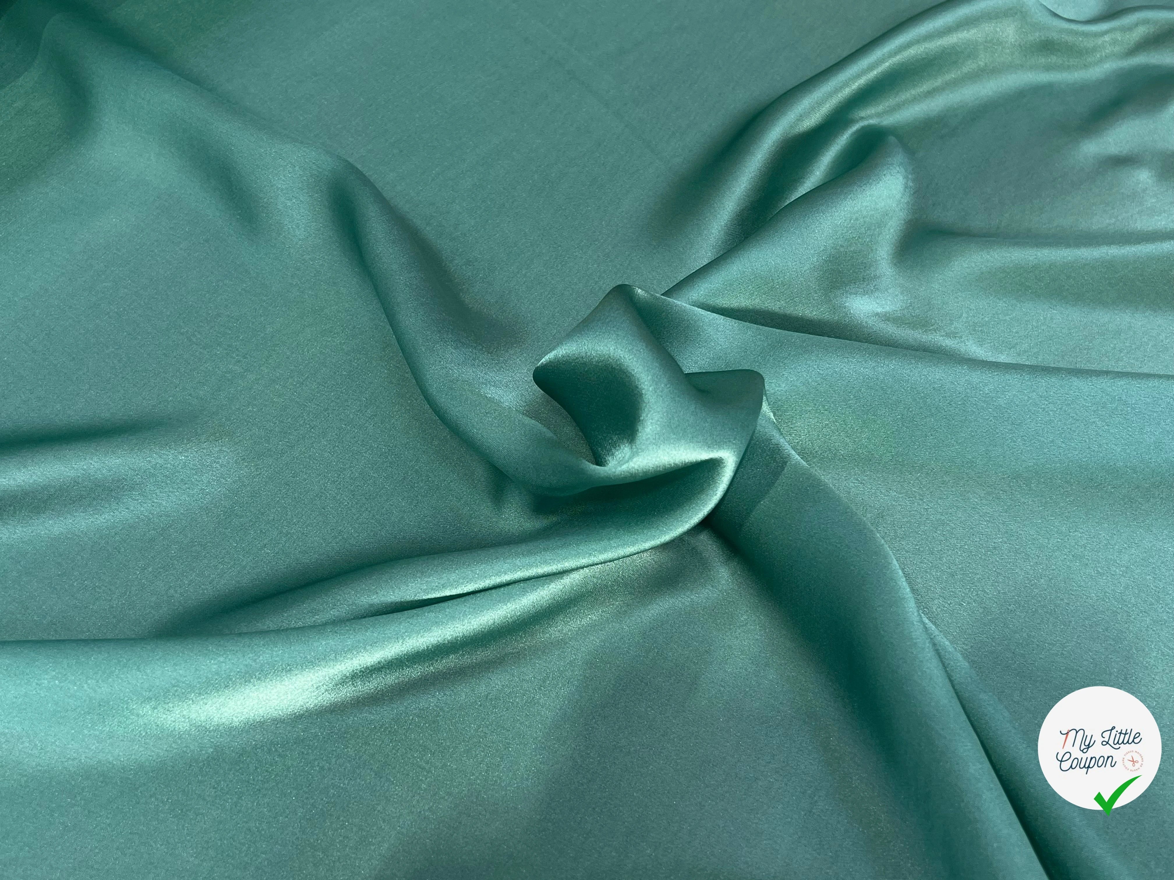 SATIN DE SOIE FLUIDE 100% SOIE VERT VENITIAN GREEN - My Little Coupon