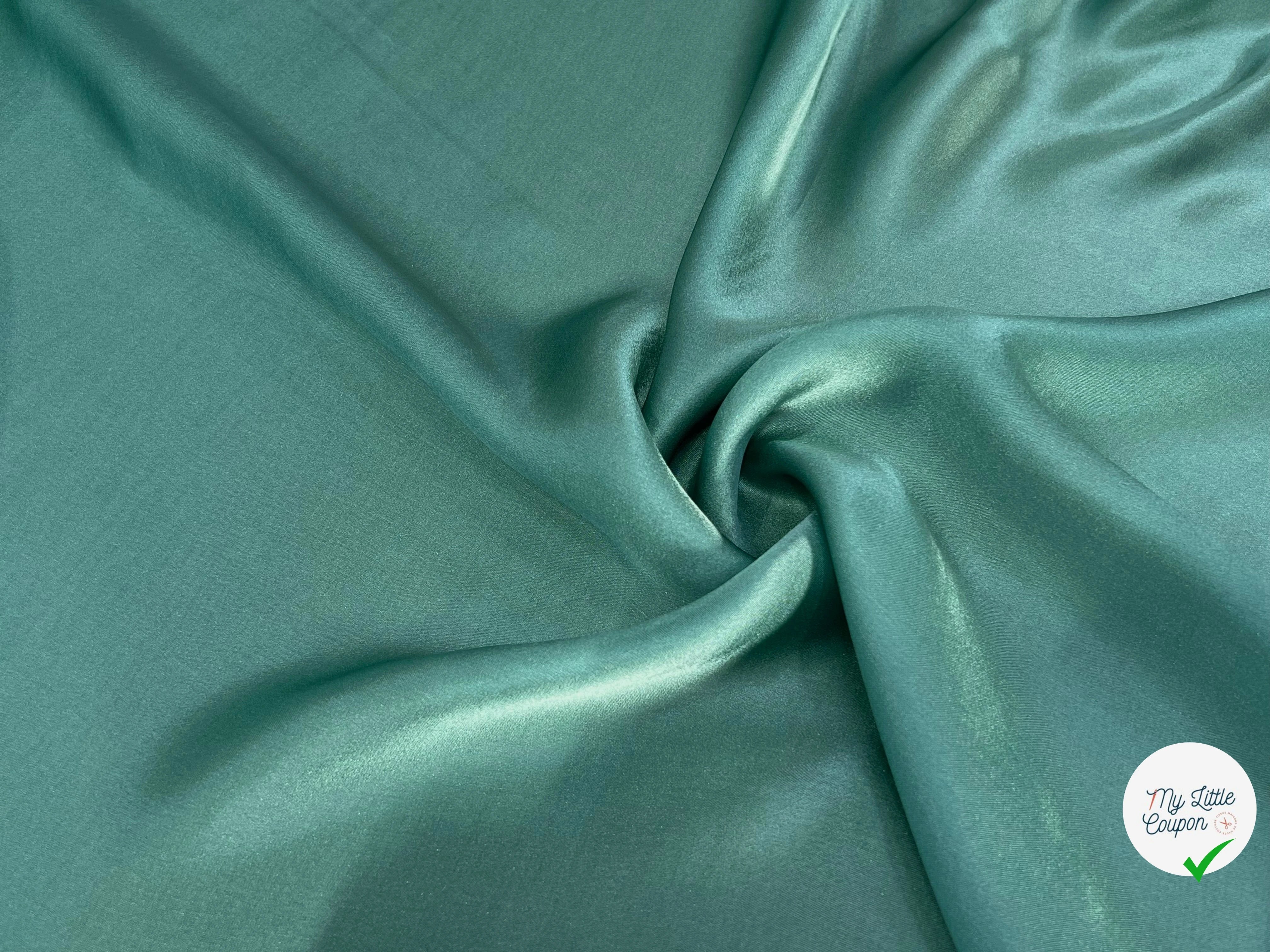 SATIN DE SOIE FLUIDE 100% SOIE VERT VENITIAN GREEN - My Little Coupon