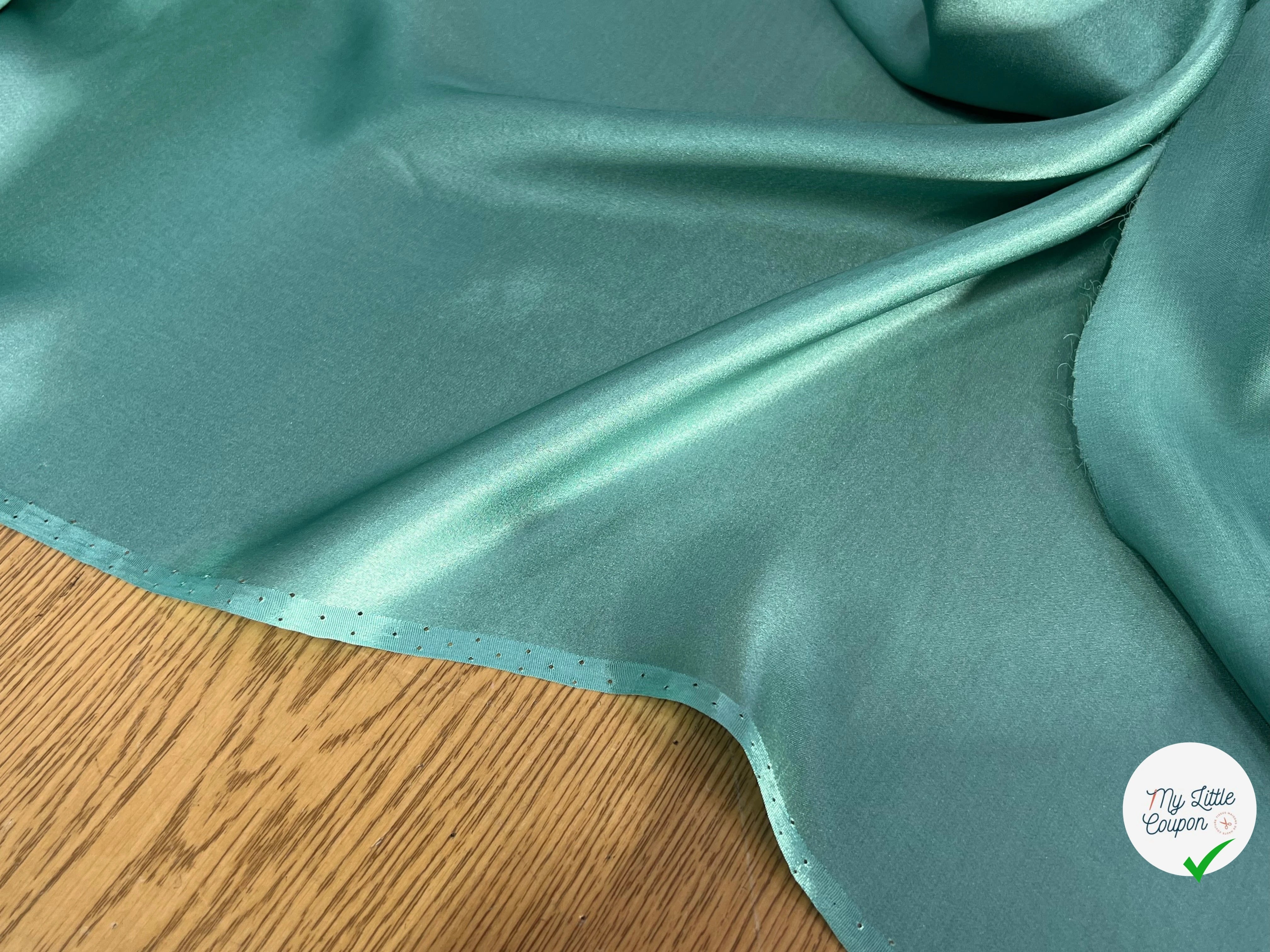 SATIN DE SOIE FLUIDE 100% SOIE VERT VENITIAN GREEN - My Little Coupon