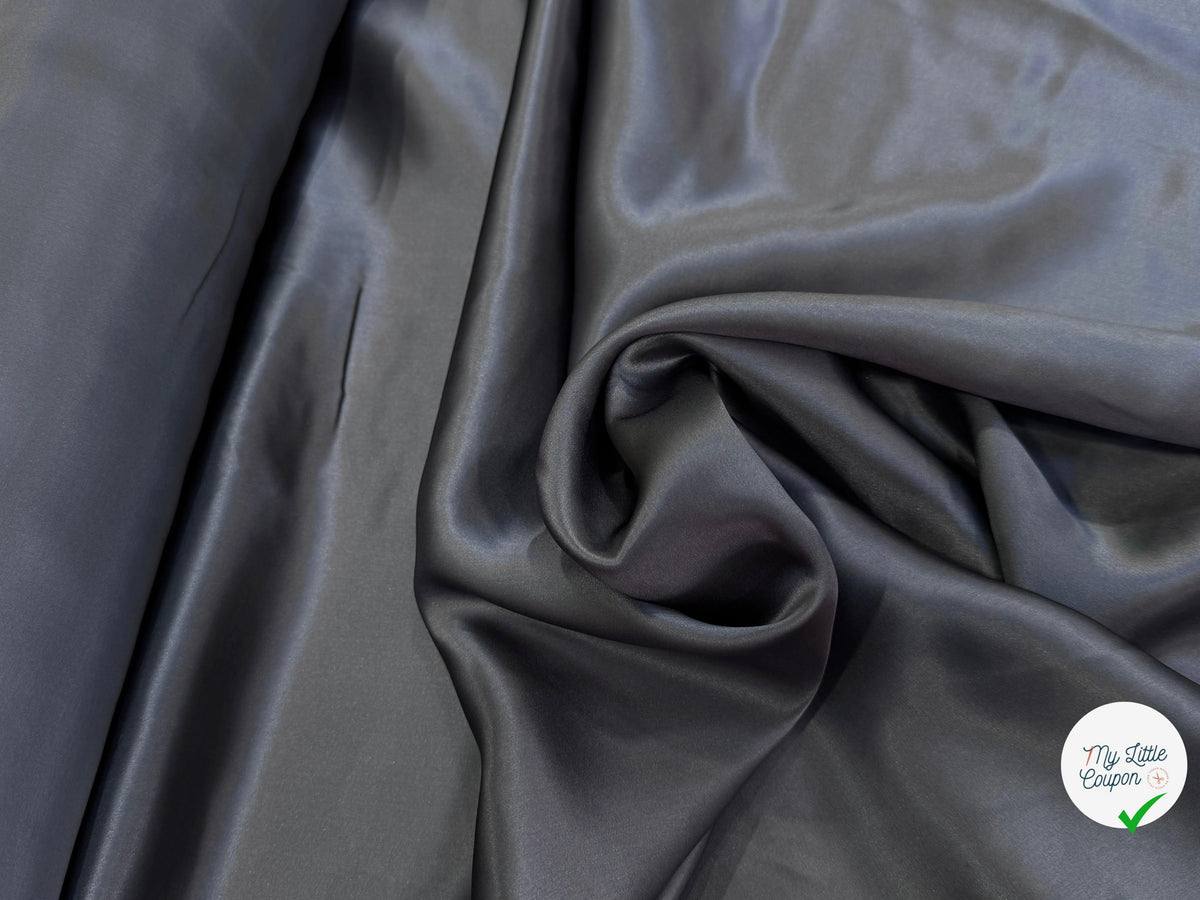 SATIN DE SOIE FLUIDE GRIS ACIER QUALITÉ PREMIUM 100% SOIE - My Little Coupon