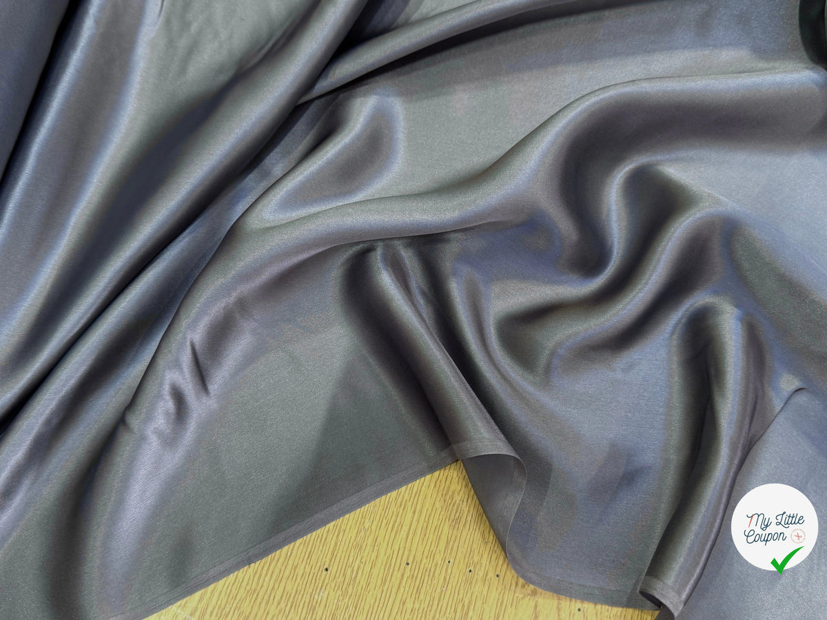 SATIN DE SOIE FLUIDE GRIS ACIER QUALITÉ PREMIUM 100% SOIE - My Little Coupon