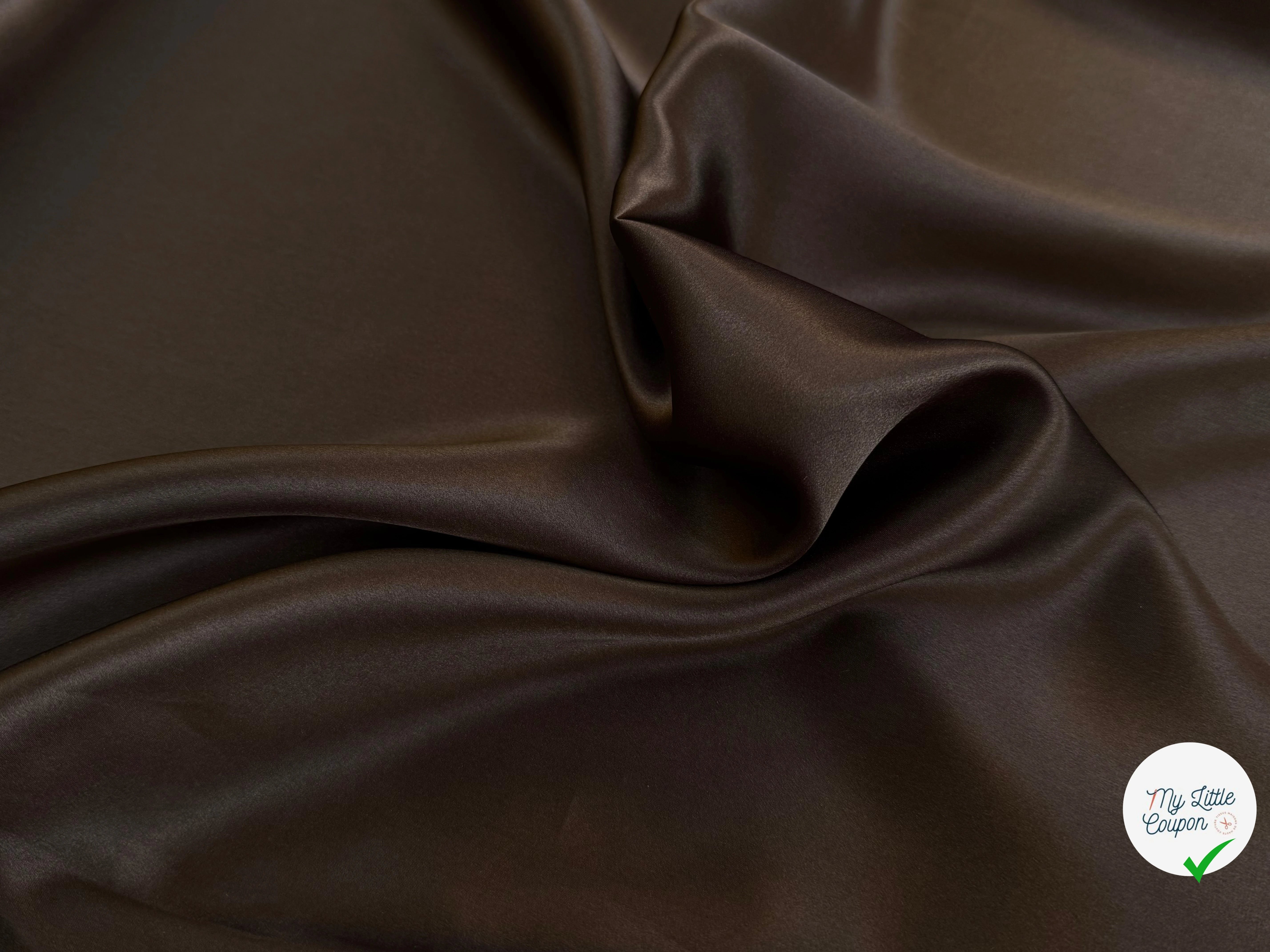 SATIN DE SOIE FLUIDE MARRON FONCÉ 110CM - My Little Coupon