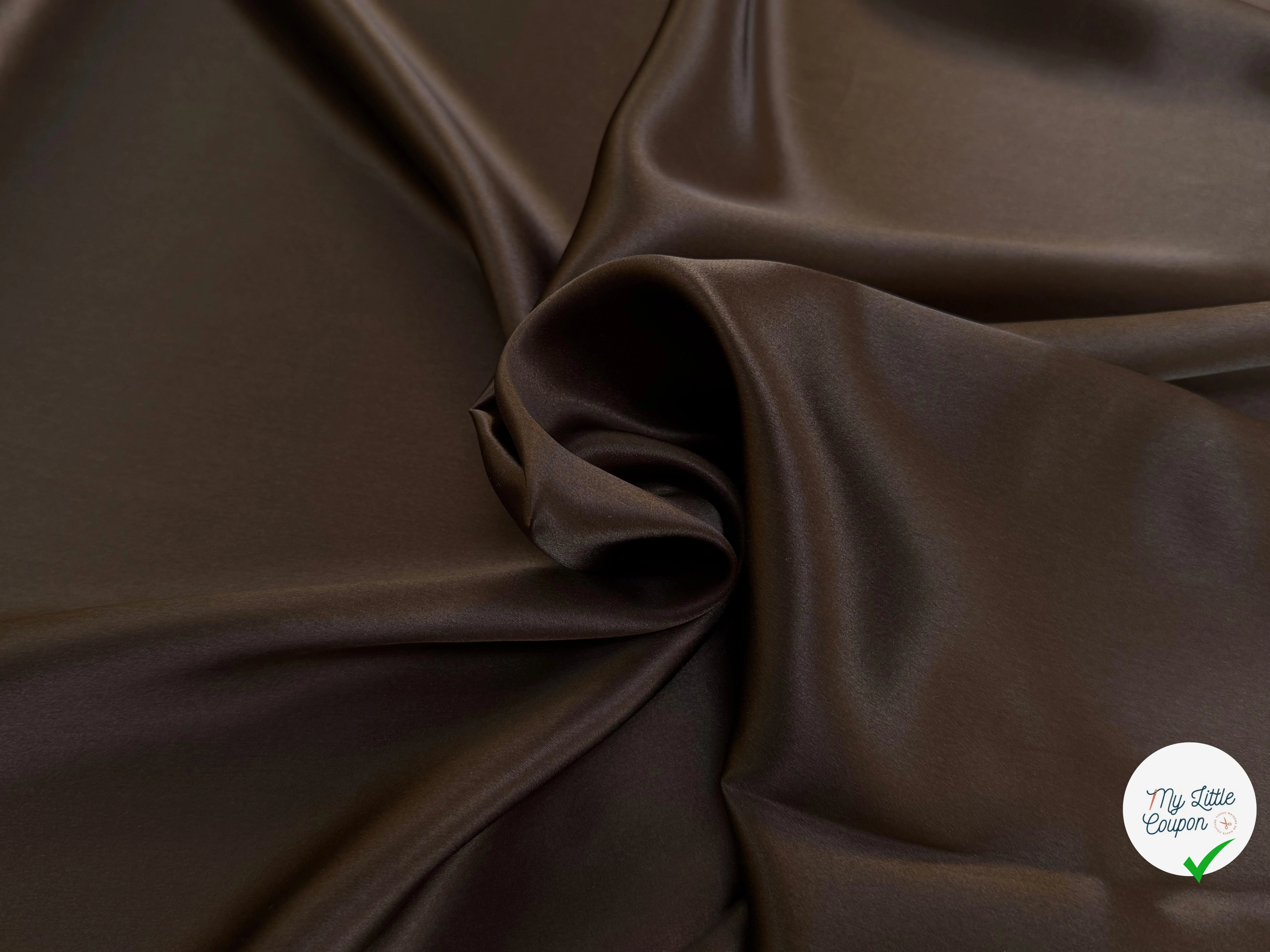 SATIN DE SOIE FLUIDE MARRON FONCÉ 110CM - My Little Coupon