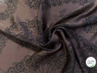 SATIN DE SOIE FLUIDE SMOKY BROWN IMPRIMÉ BASE DE FLEURS - My Little Coupon