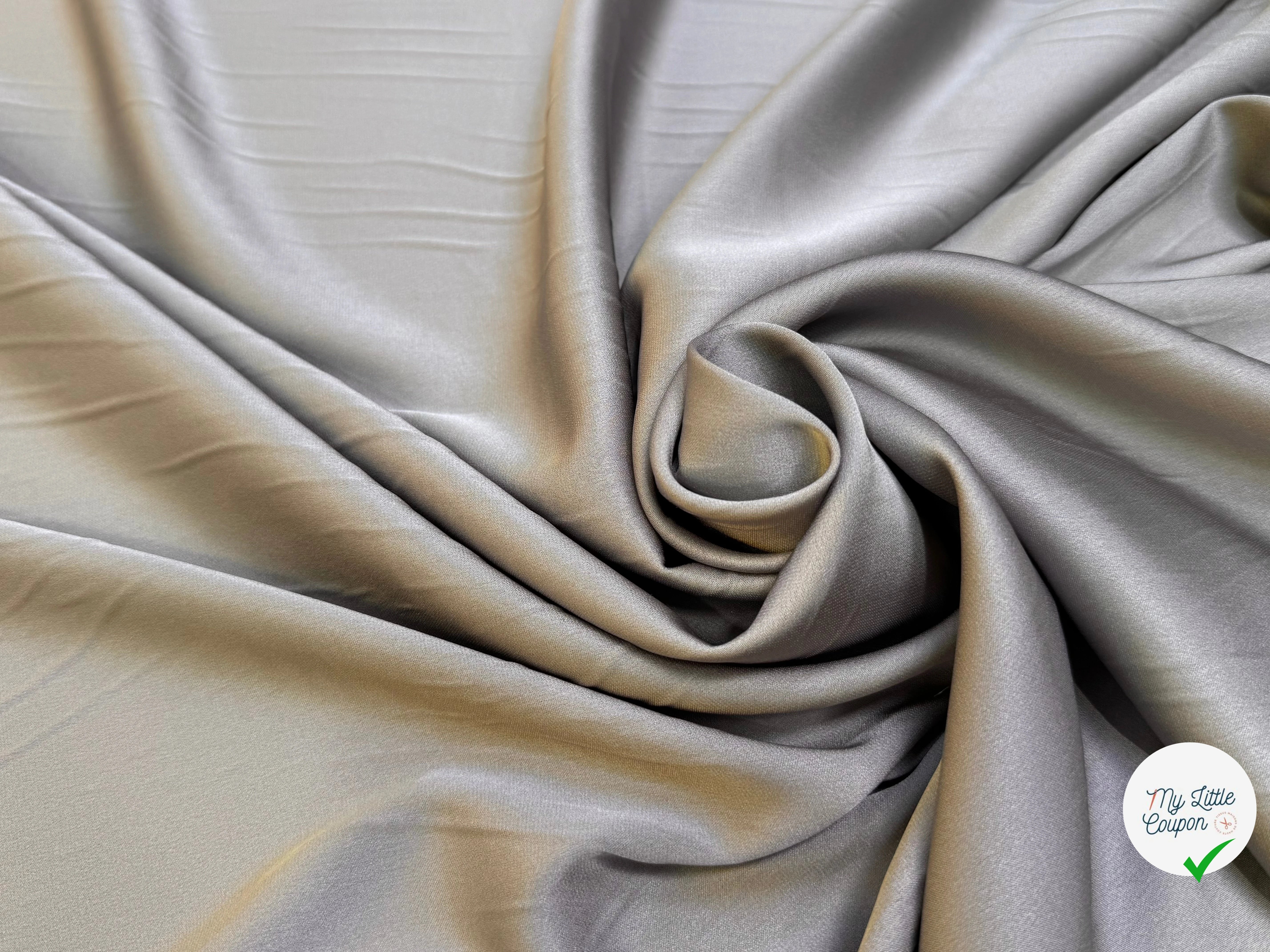 SATIN DE SOIE LOURD STRETCH 22 MOMME GRIS MÉTAL - My Little Coupon