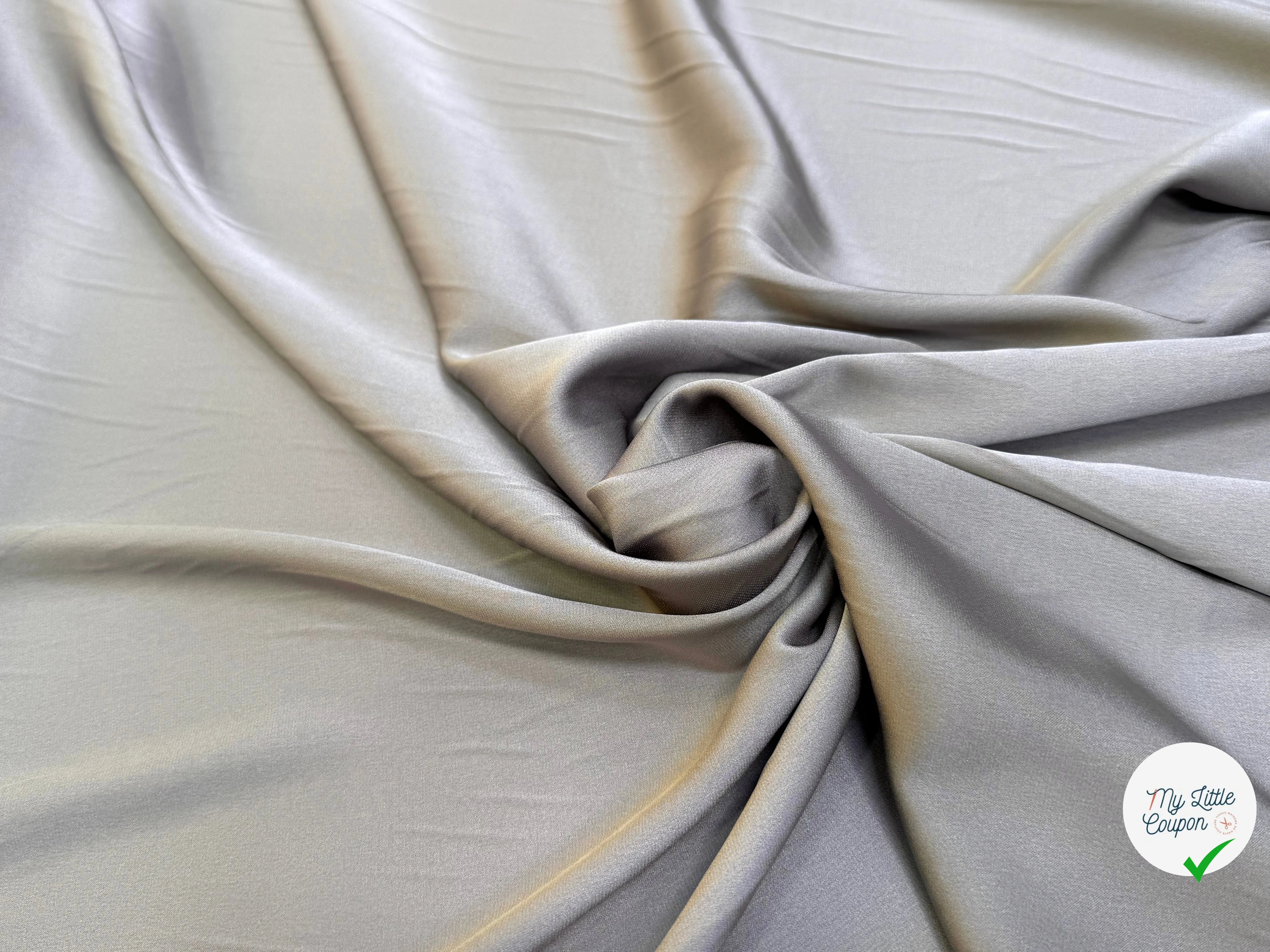 SATIN DE SOIE LOURD STRETCH 22 MOMME GRIS MÉTAL - My Little Coupon