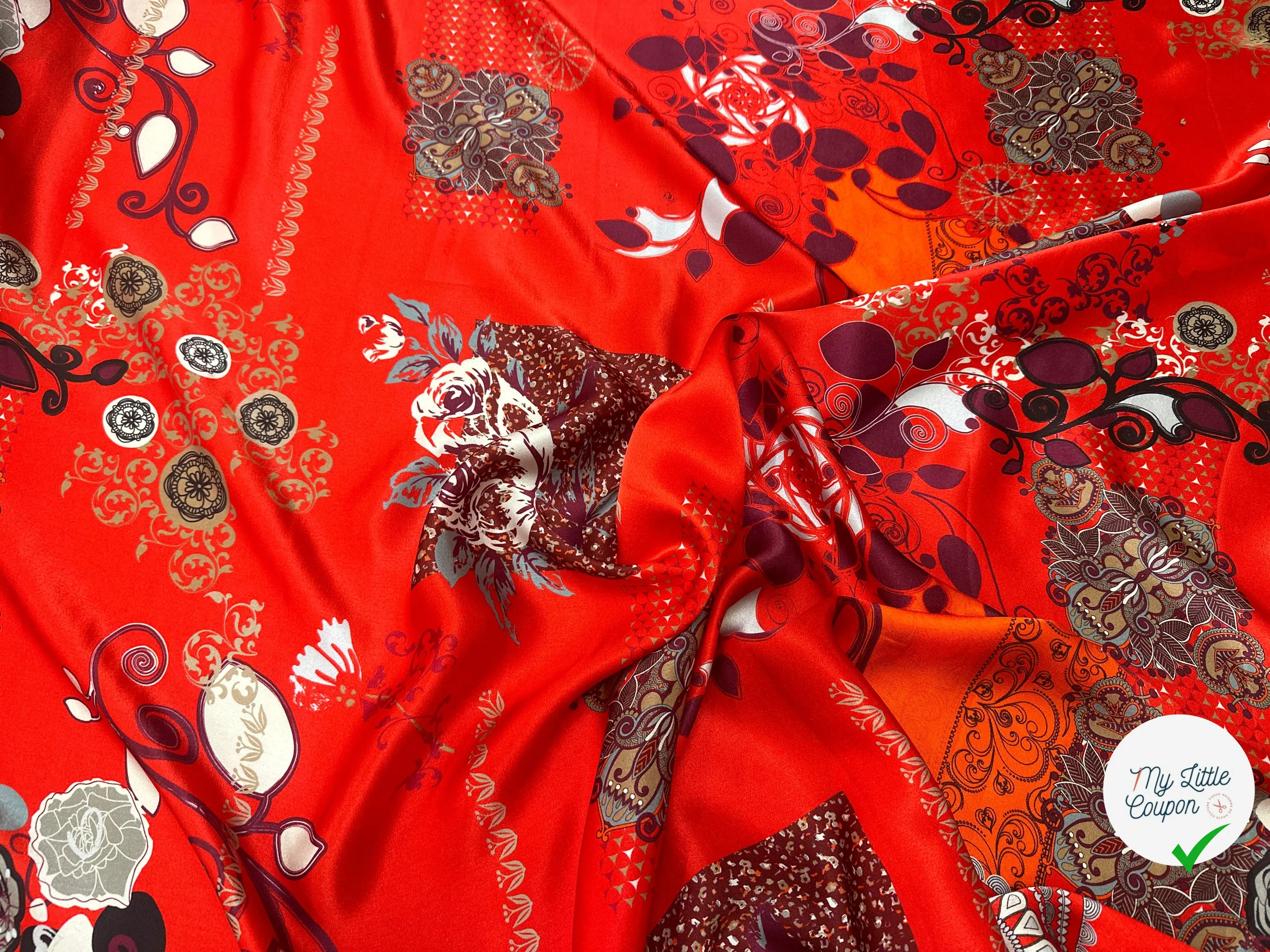 SATIN DE SOIE MOMAMAN ROUGE LÉGÈREMENT ORANGÉ - My Little Coupon