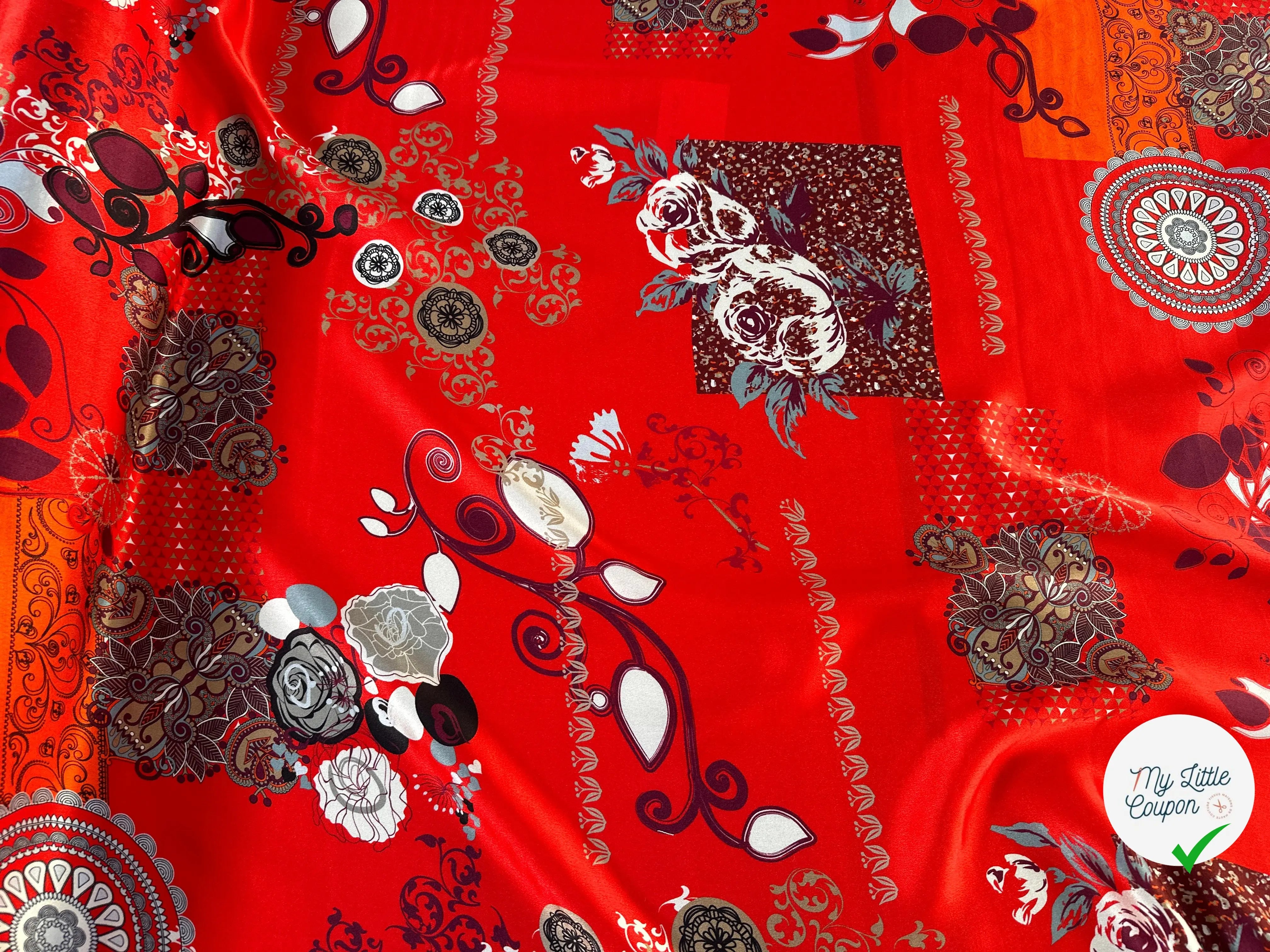 SATIN DE SOIE MOMAMAN ROUGE LÉGÈREMENT ORANGÉ - My Little Coupon