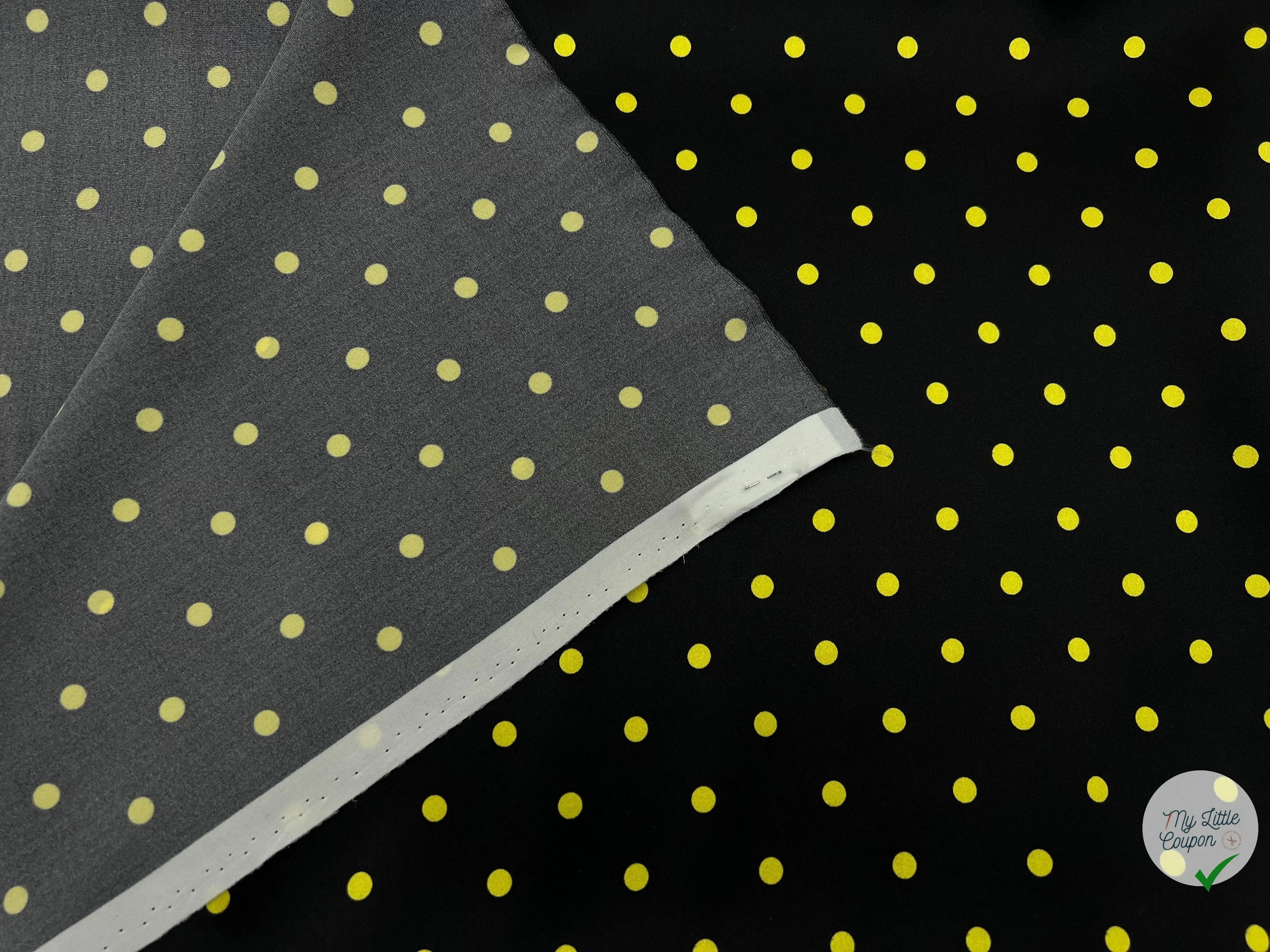 SATIN DE SOIE PETITS POIS JAUNES CITRON DE SICILE - My Little Coupon - tissu - coudre