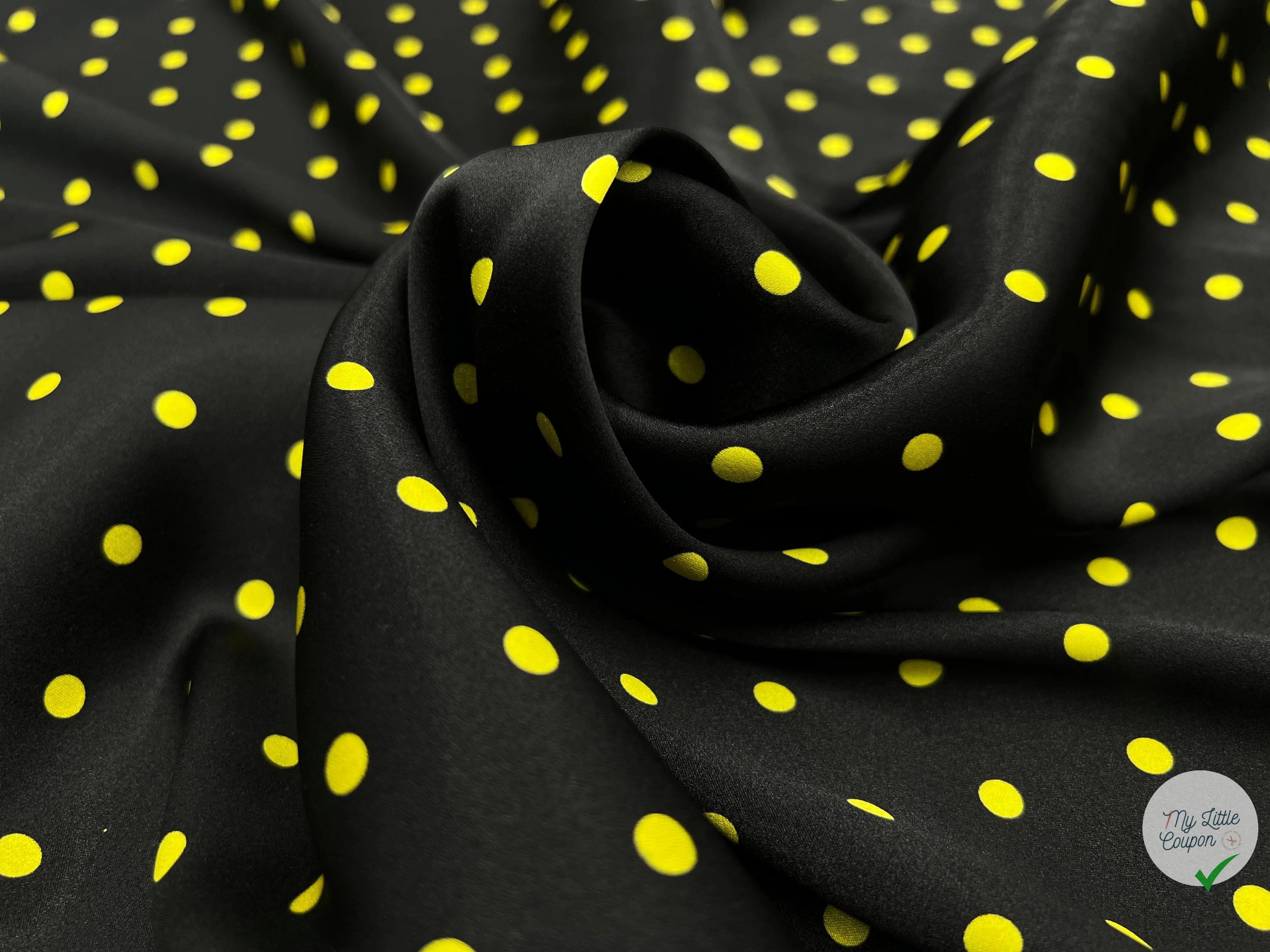 SATIN DE SOIE PETITS POIS JAUNES CITRON DE SICILE - My Little Coupon - tissu - coudre