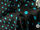 SATIN DE SOIE PETITS POIS TURQUOISES LAGOON - coupon de tissu de 3 mètres - My Little Coupon - tissu - coudre