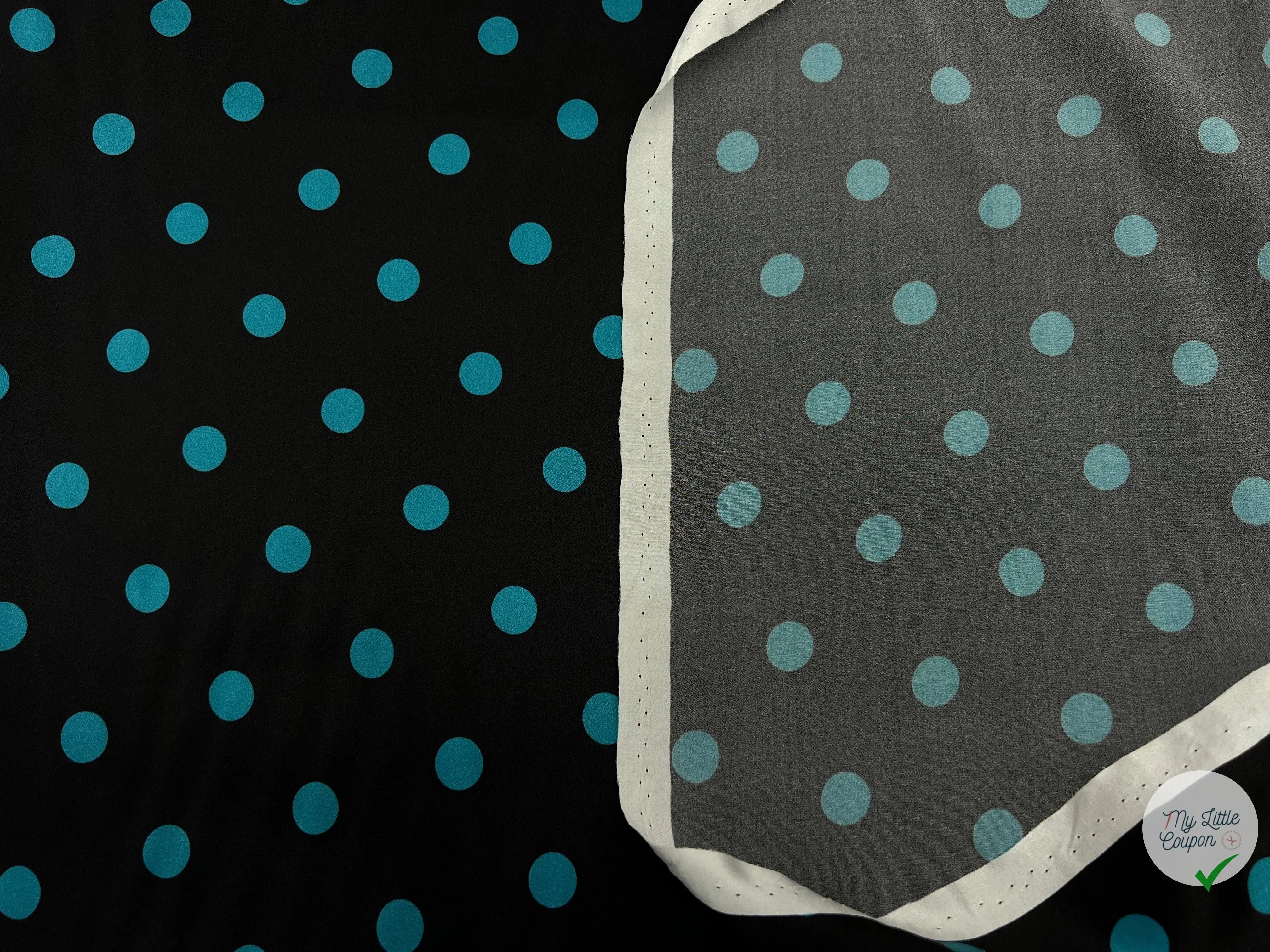SATIN DE SOIE PETITS POIS TURQUOISES LAGOON - coupon de tissu de 3 mètres - My Little Coupon - tissu - coudre