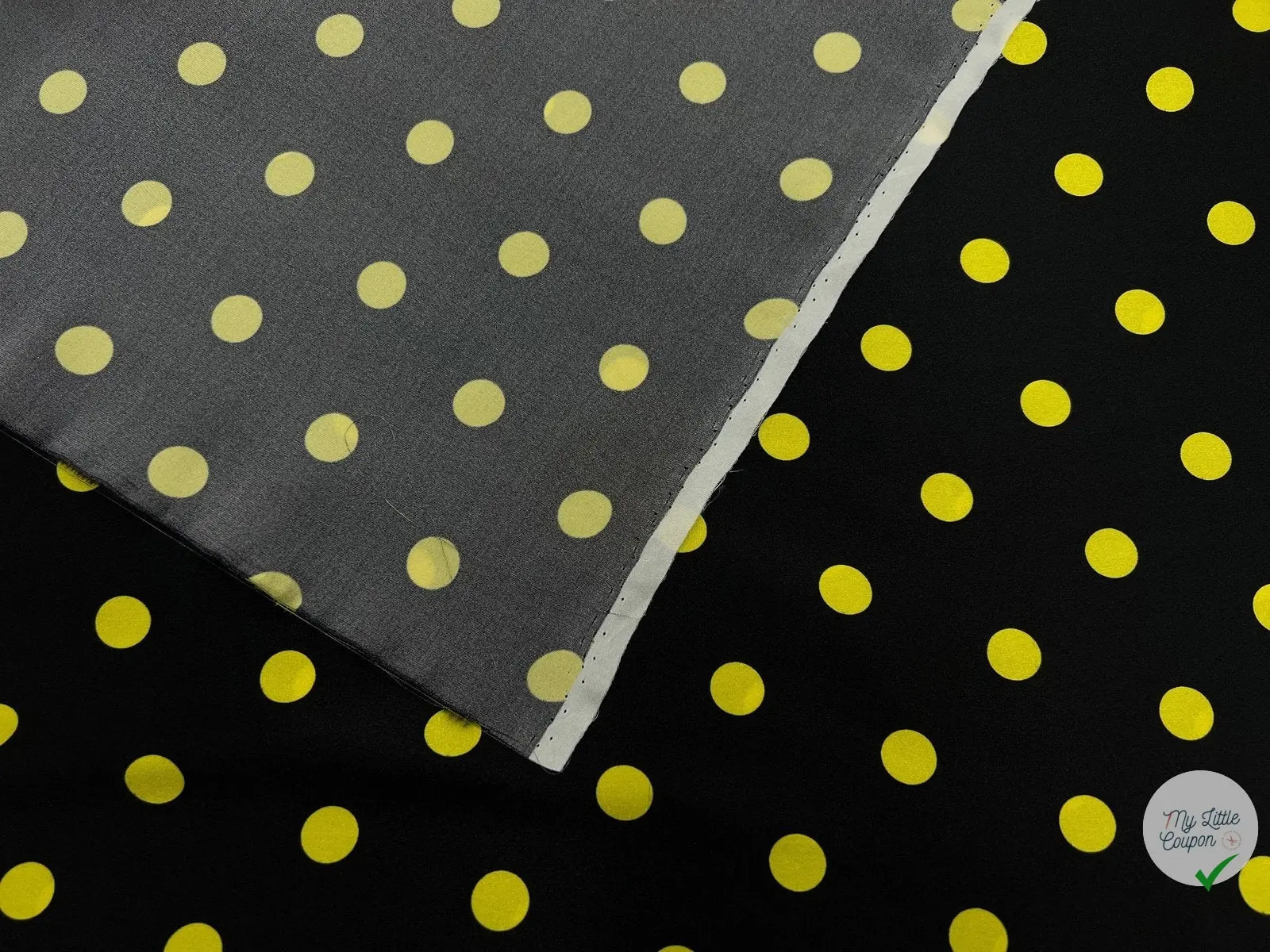SATIN DE SOIE POIS JAUNES CITRON DE MENTON - coupon de tissu de 3 mètres - My Little Coupon - tissu - coudre