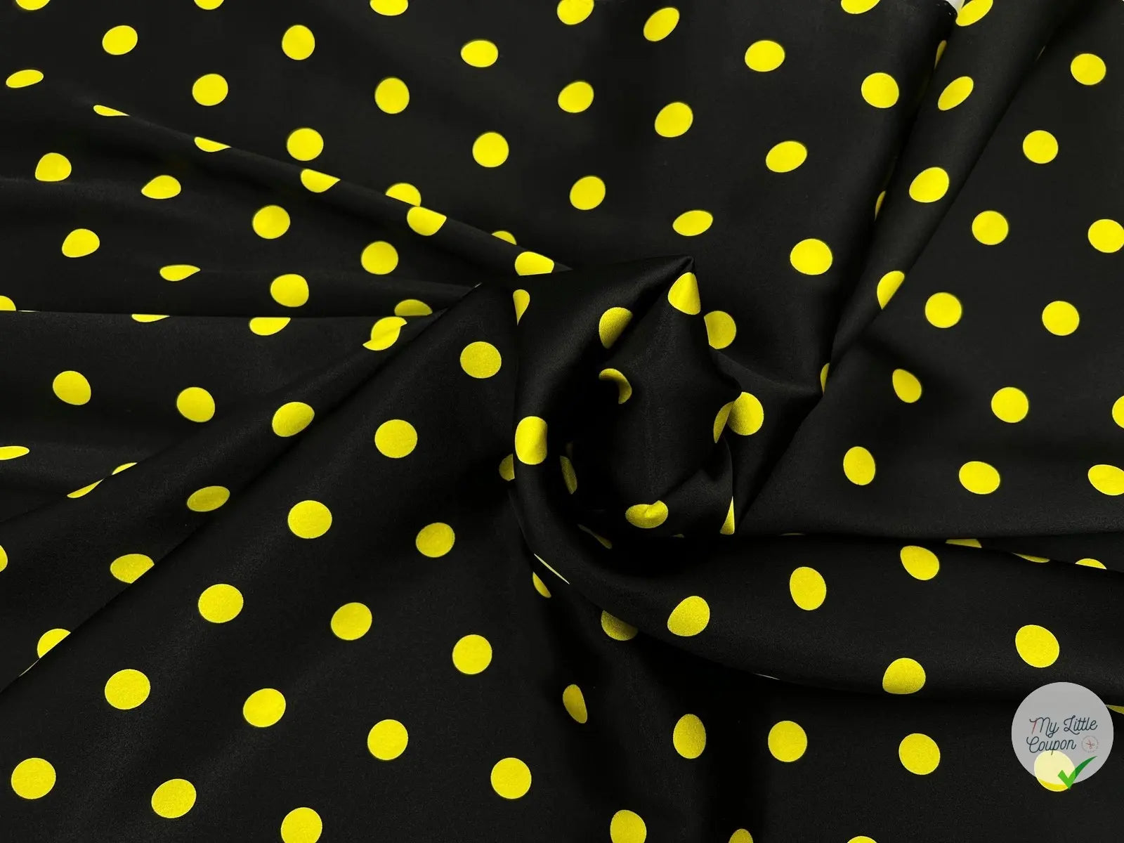 SATIN DE SOIE POIS JAUNES CITRON DE MENTON - coupon de tissu de 3 mètres - My Little Coupon - tissu - coudre
