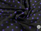 SATIN DE SOIE POIS VIOLET FOND NOIR - coupon de tissu de 3 mètres - My Little Coupon - tissu - coudre