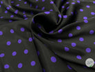 SATIN DE SOIE POIS VIOLET FOND NOIR - coupon de tissu de 3 mètres - My Little Coupon - tissu - coudre