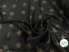 SATIN DE SOIE PRINT ÉTOILÉ KAKI FOND NOIR - My Little Coupon