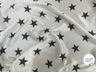 SATIN DE SOIE PRINT ÉTOILÉ NOIR FOND BLANC - My Little Coupon