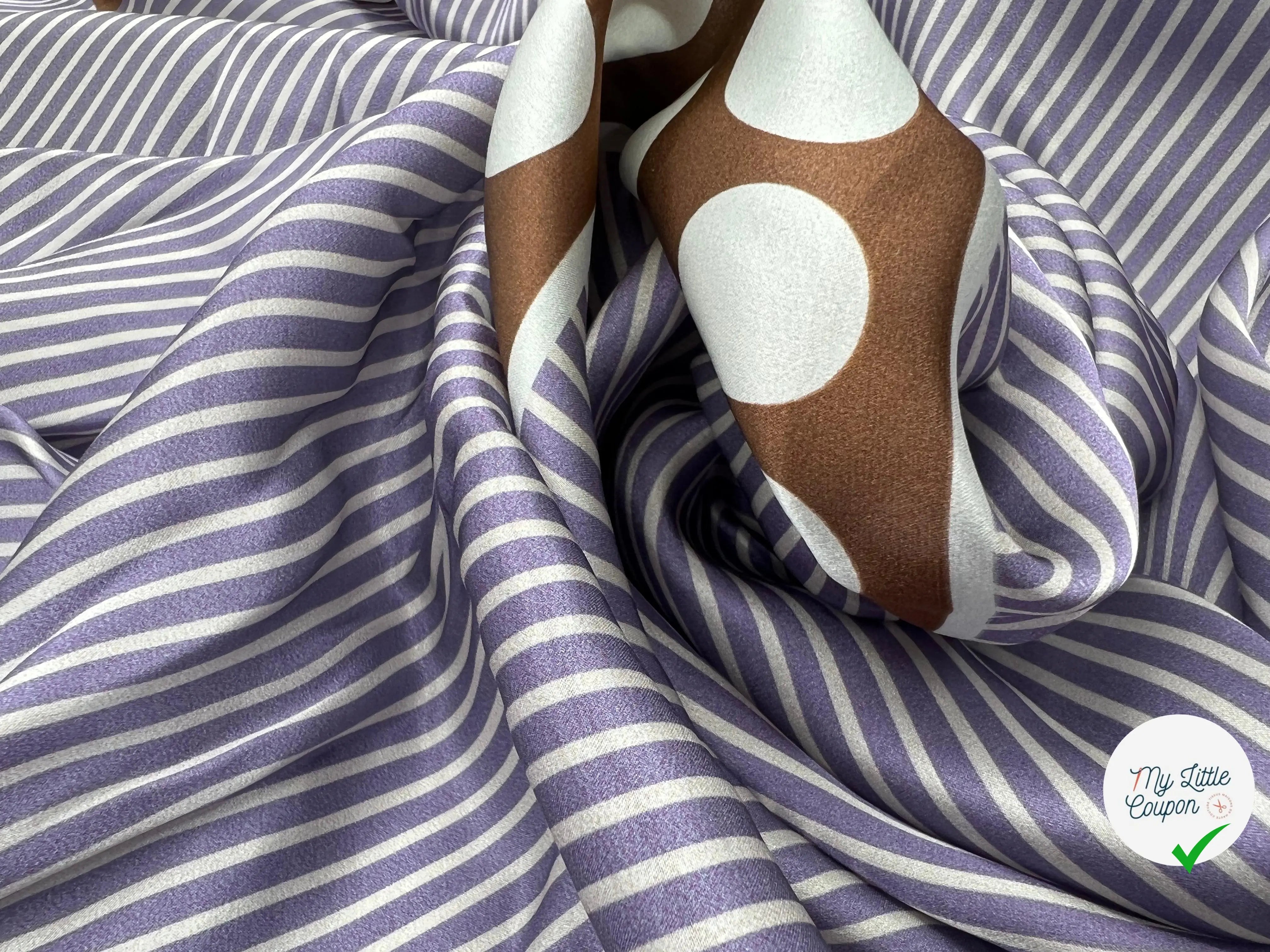 SATIN DE SOIE RAYURES BLANC FOND VIOLET - My Little Coupon - tissu - coudre